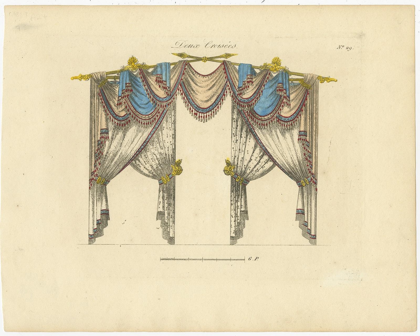 Set of 11 Antique Prints of Various Draperies by Osmont, circa 1820 For Sale 4