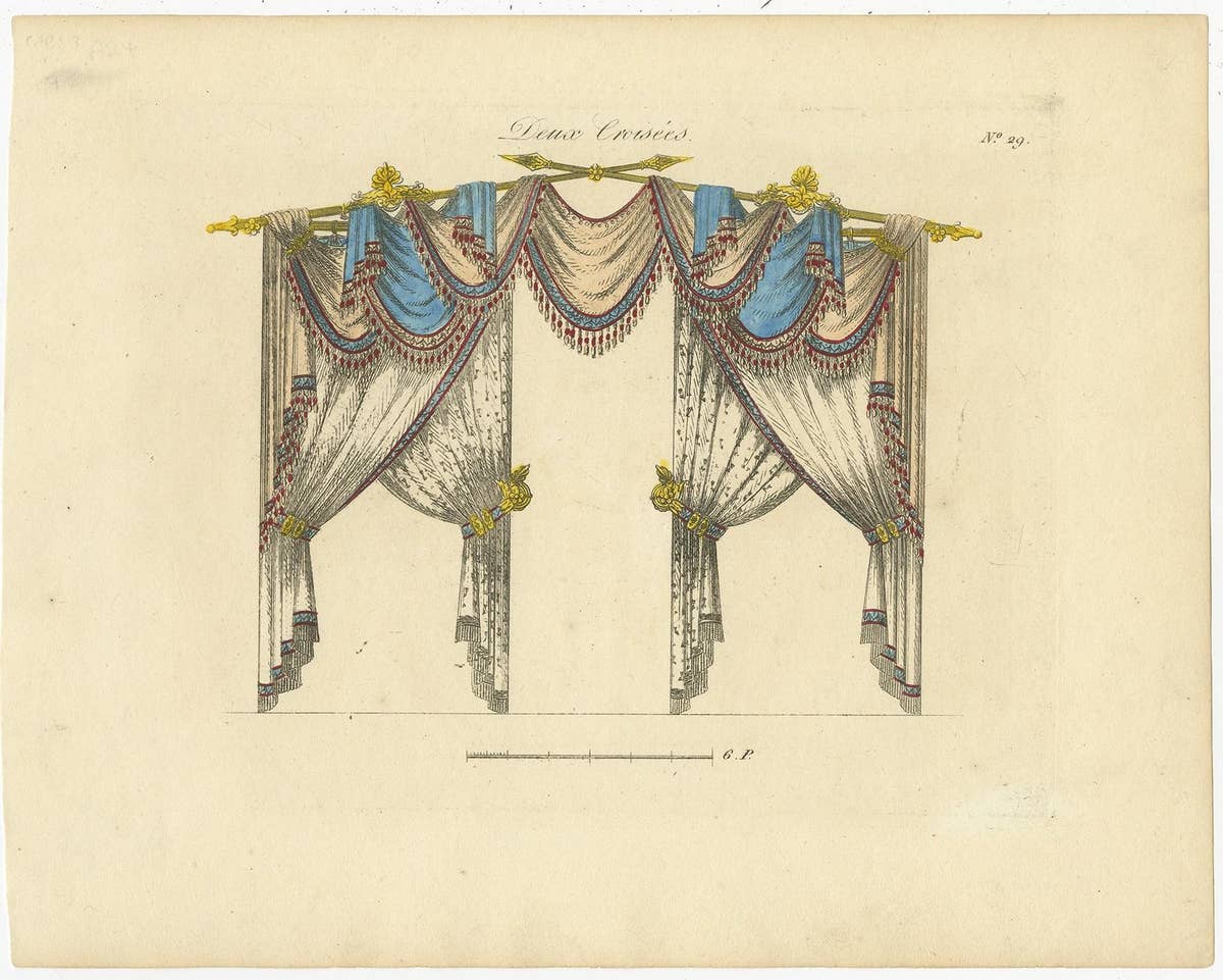Set of 11 Antique Prints of Various Draperies by Osmont, circa 1820