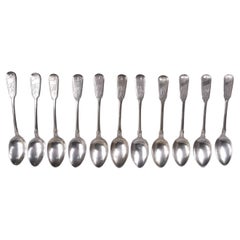 Juego de 11 Cucharas Antiguas Rusas Estéticas de Plata Dorada