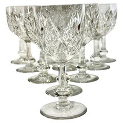 Set of 11 Baccarat Burgos Cut Crystal Glasses, France Mid-20th Century