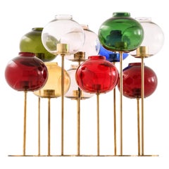 Satz von 11 Kerzenleuchtern aus Messing und Glas von Hans-Agne Jakobsson, 1950er Jahre