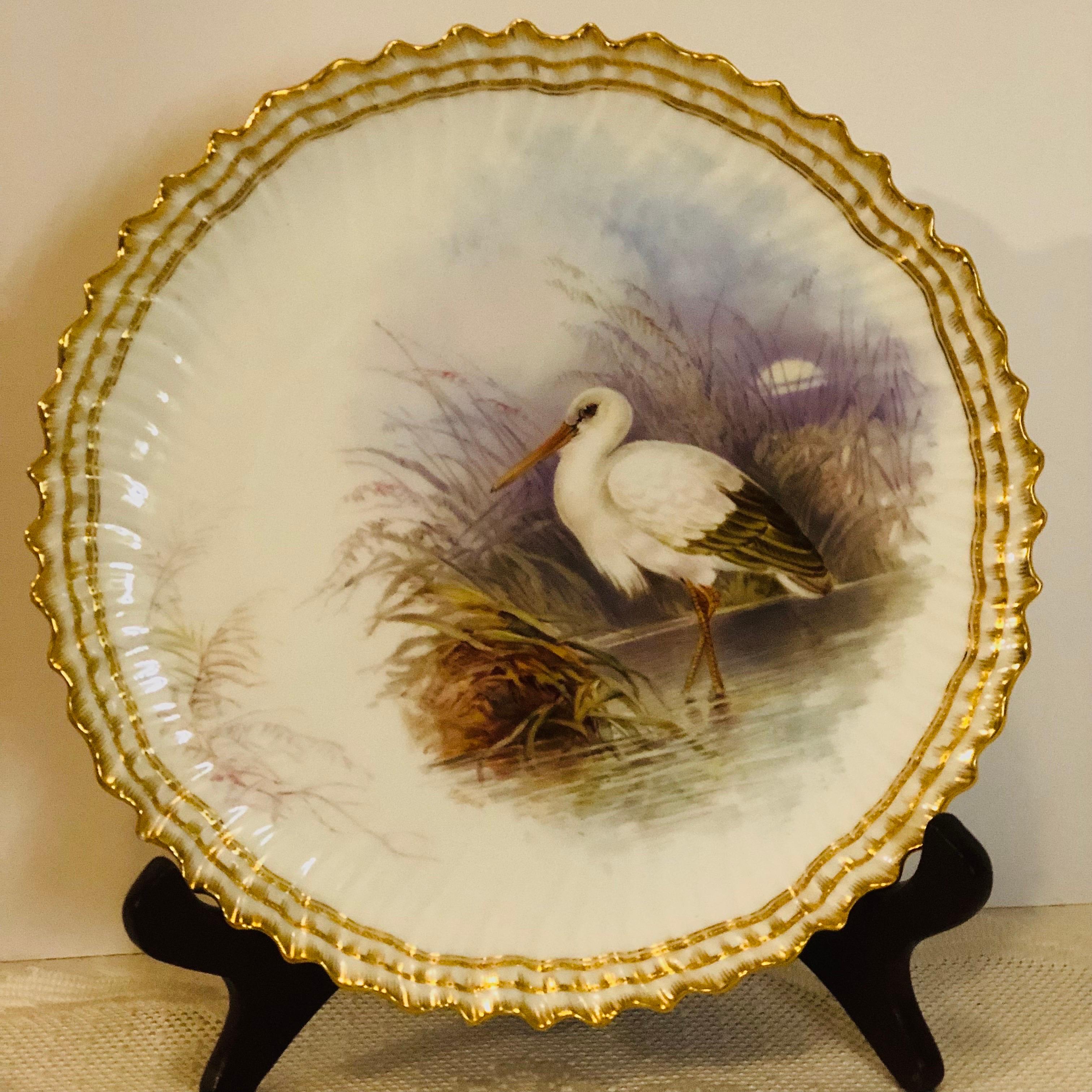Set of 11 Cauldon Plates Each Painted Exquisitely With a Different Bird  In Good Condition In Boston, MA