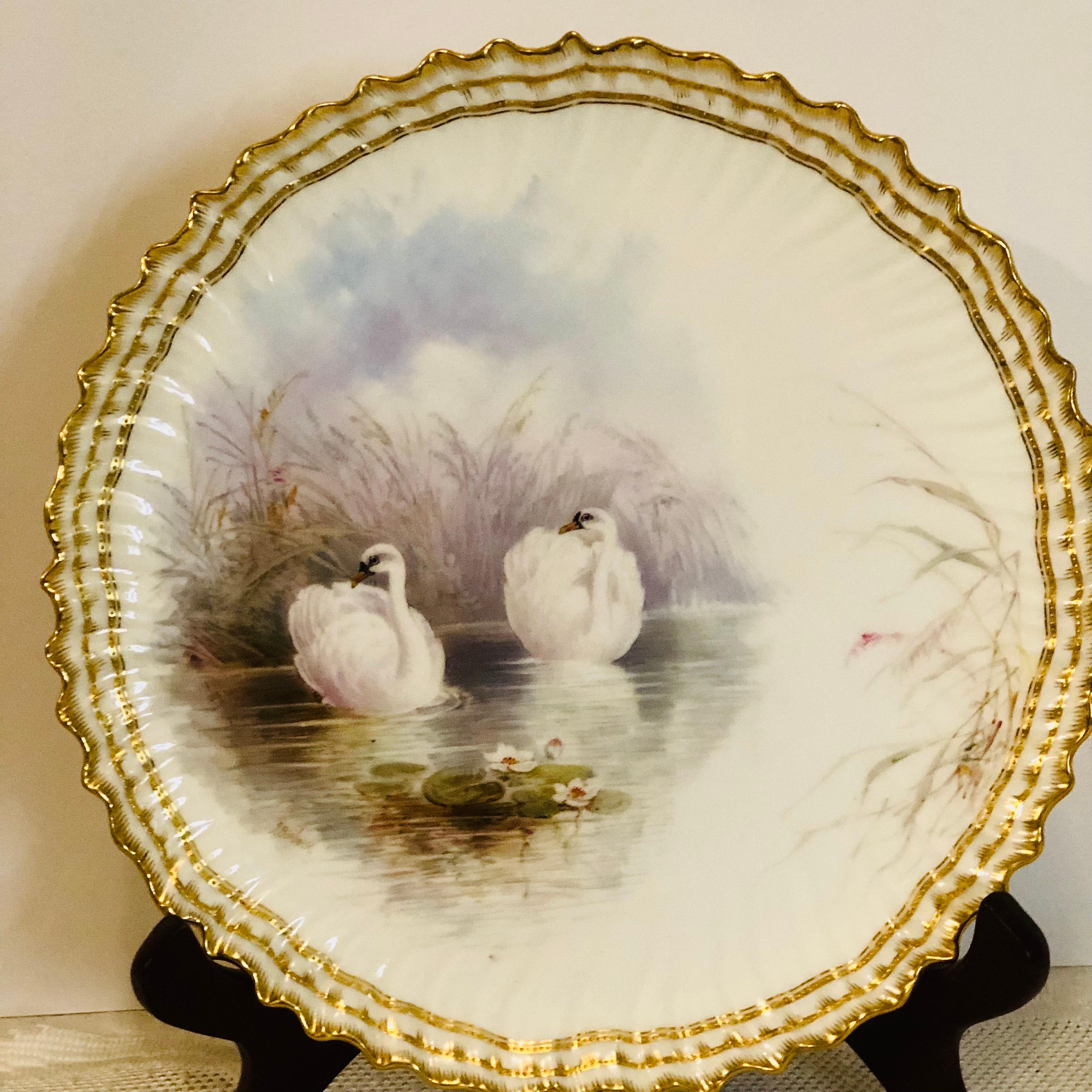 20th Century Set of 11 Cauldon Plates Each Painted Exquisitely With a Different Bird 