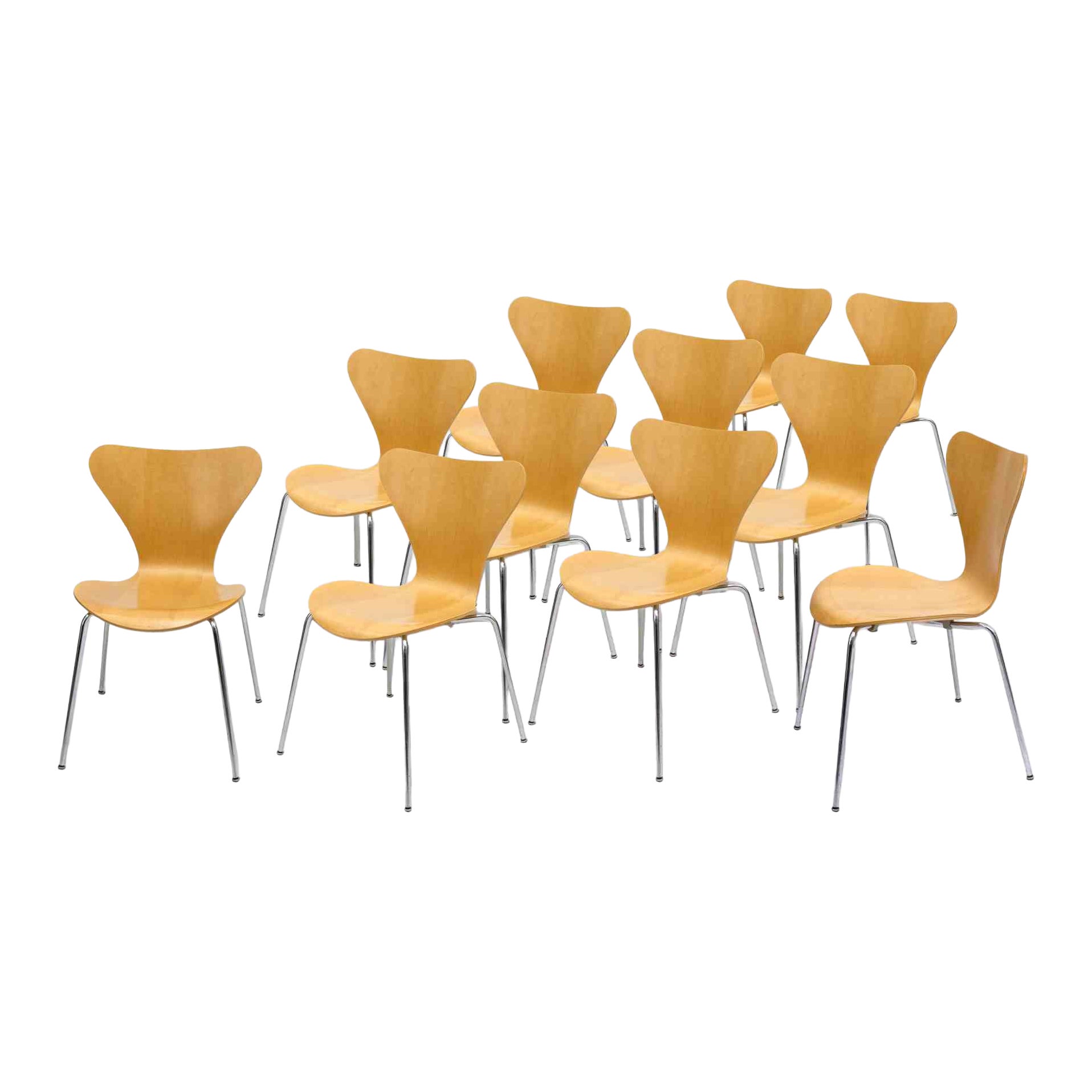 Set of 11 Chairs Model 3107 by Arne Jacobsen for Fritz Hansen, 1990s
