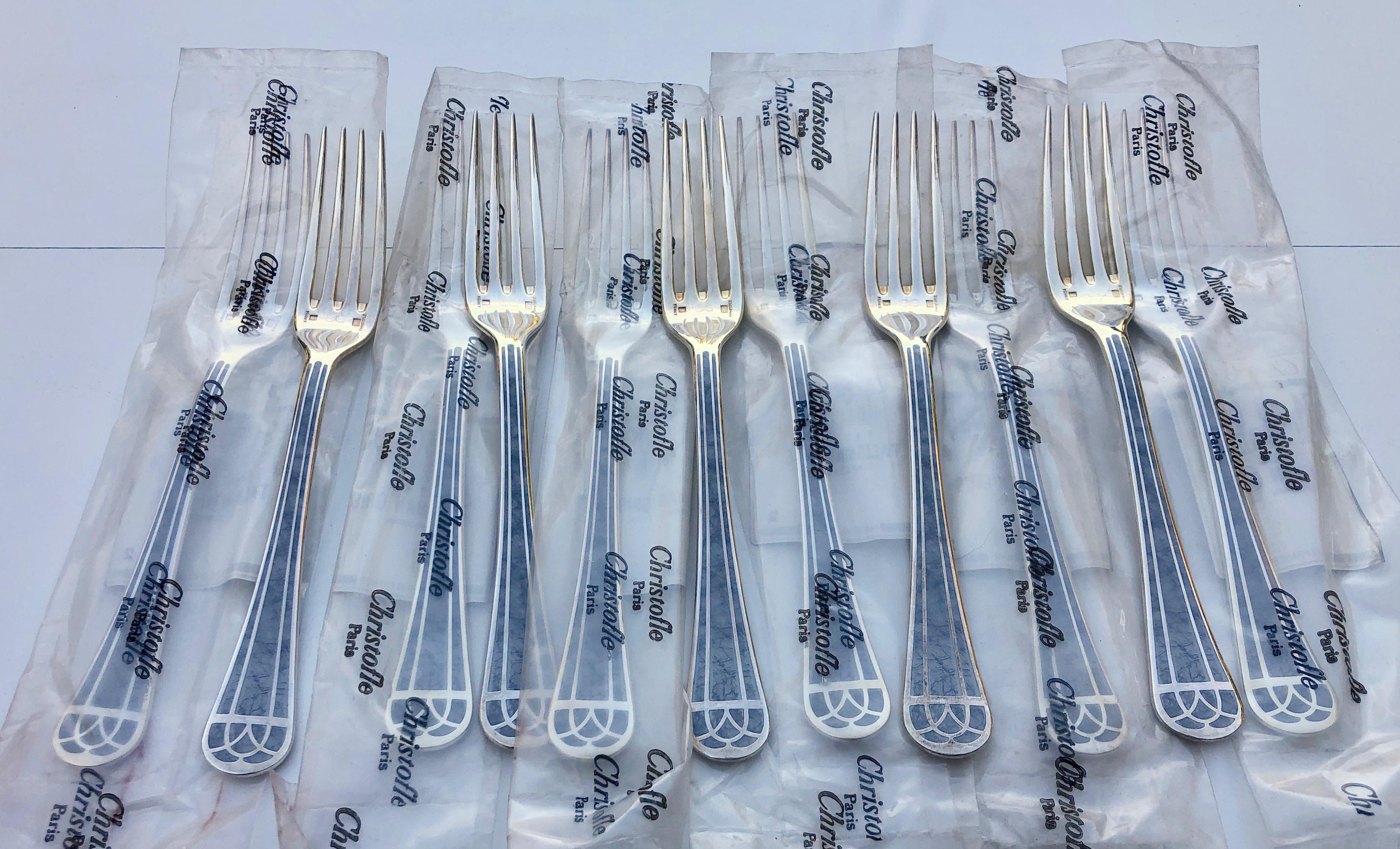 This is a beautiful 11 piece silverplated dinner fork set of French Christofle 