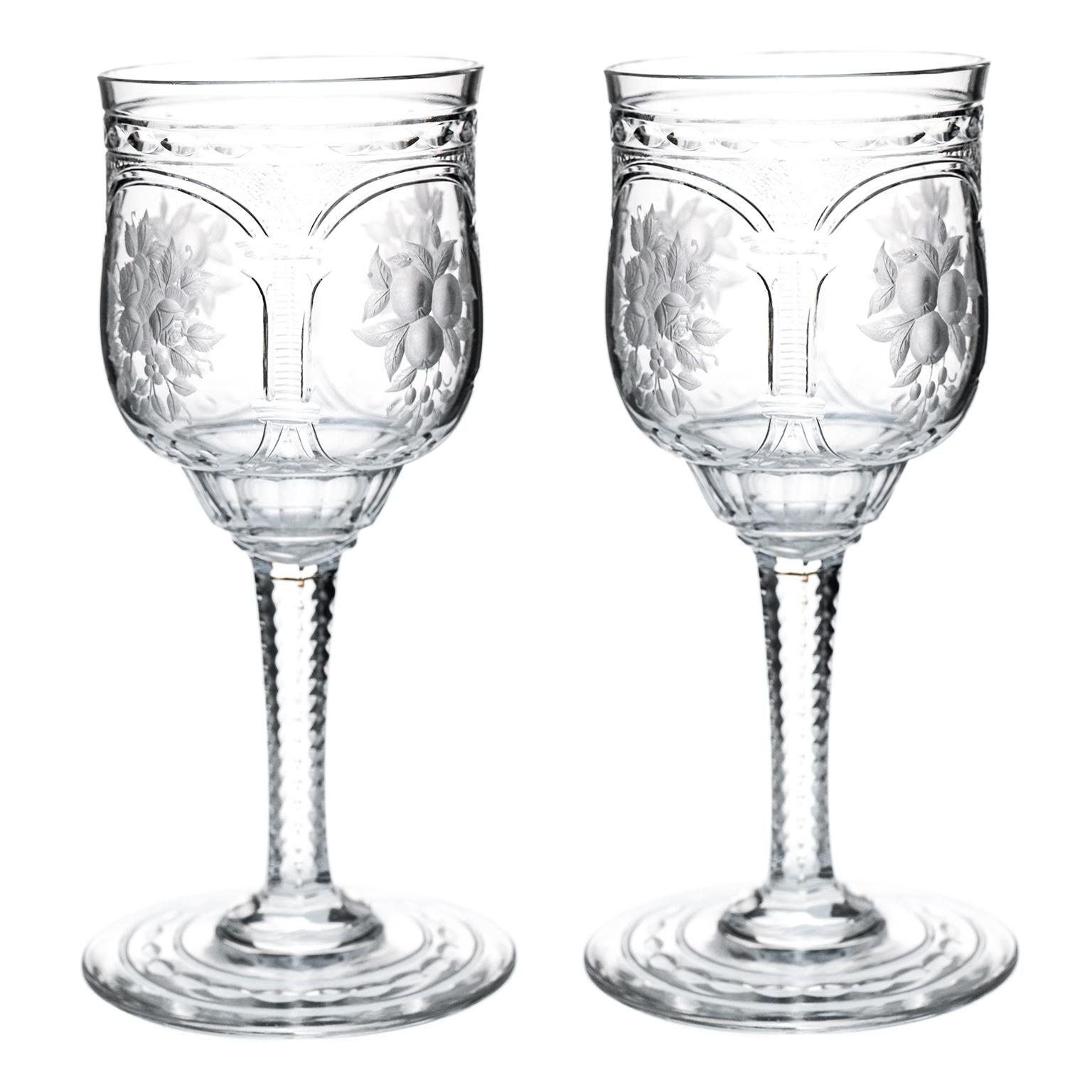 French Set of 11 Clear Baccarat Vallee Pattern Cordial Goblets c1900 by Baccarat
