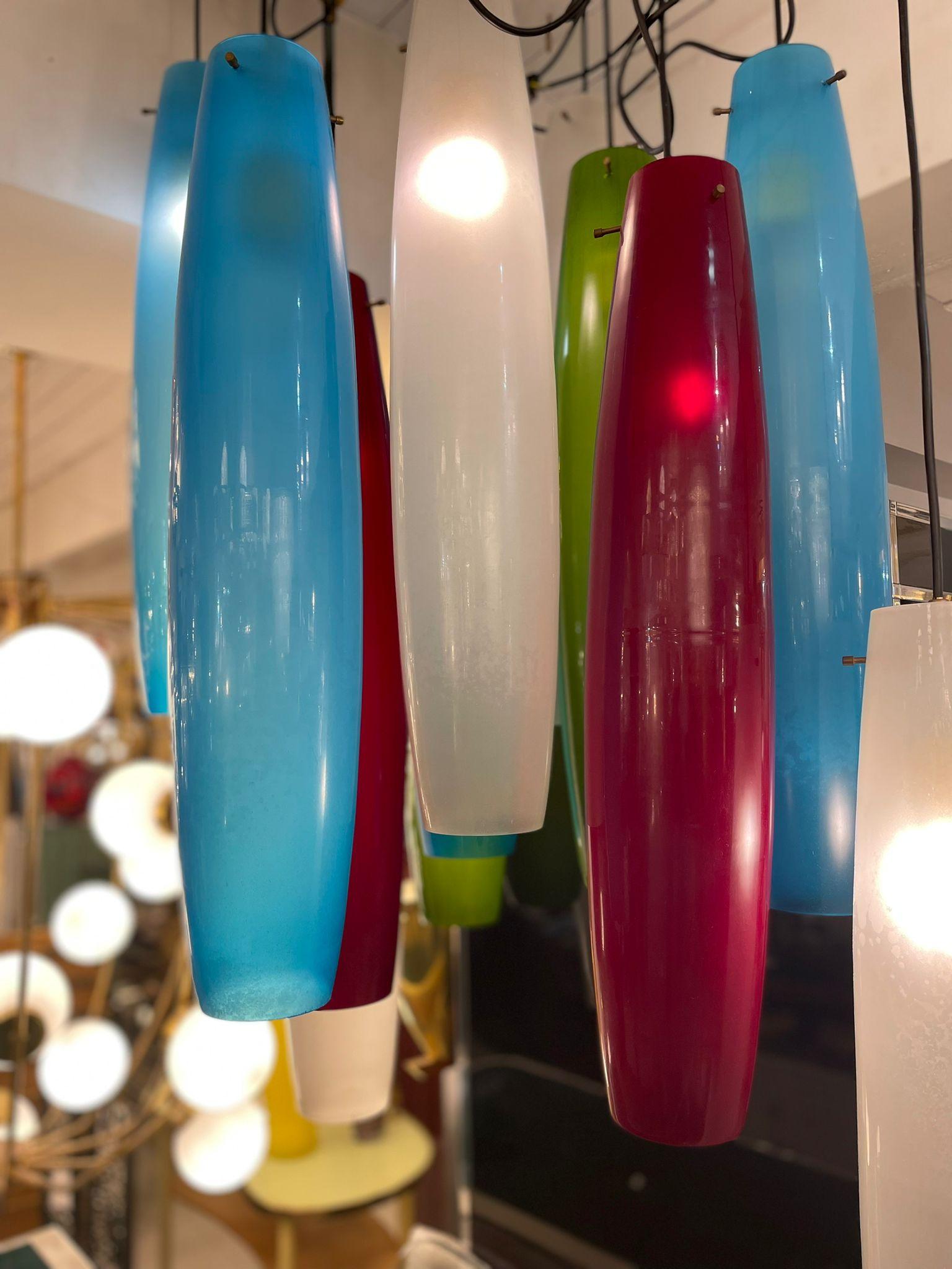 Mid-Century Modern  Convex-Shaped Ceiling Pendants in Murano Glass, by Pianon For Sale