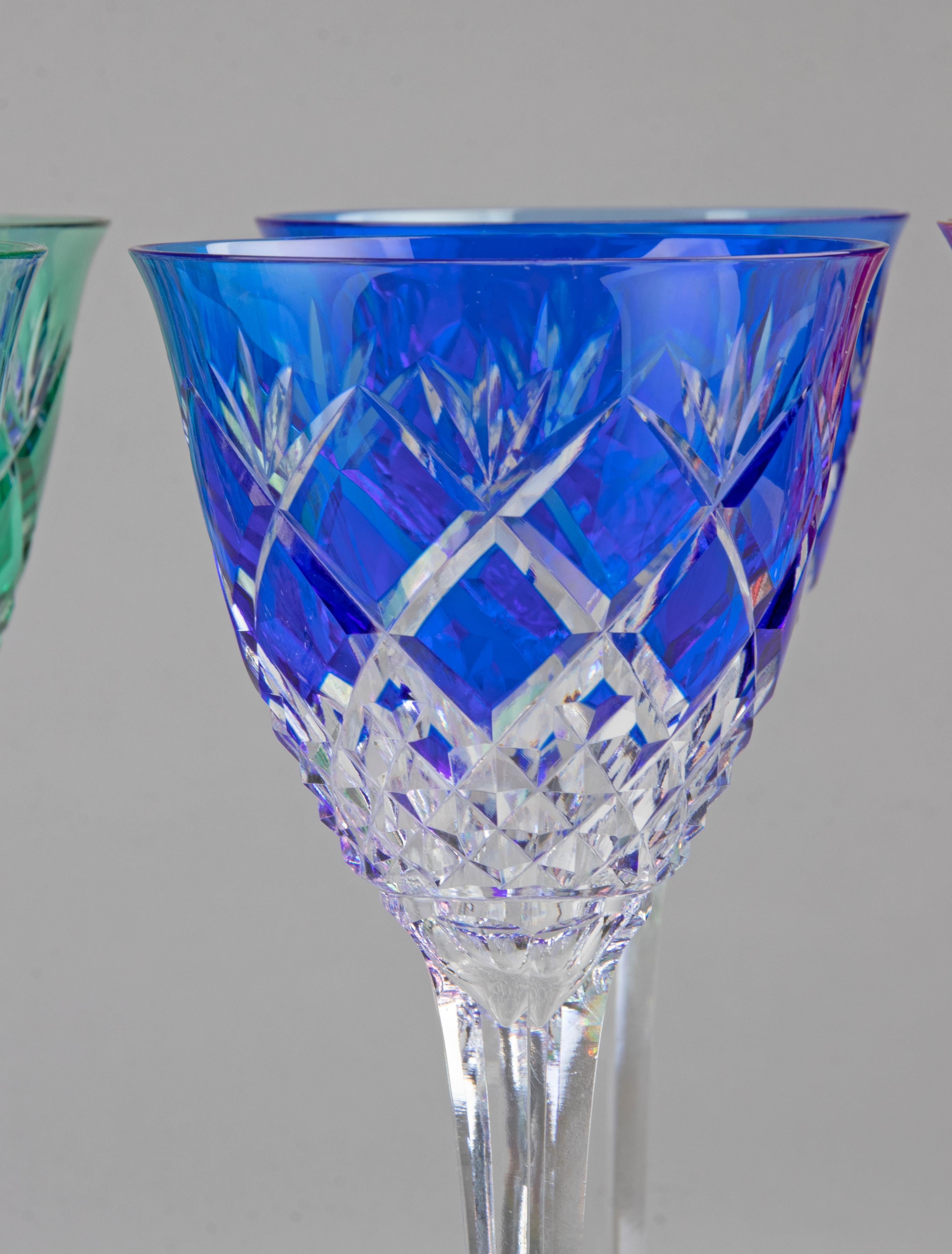 Set of 11 Crystal Colored Wine Glasses For Sale 10