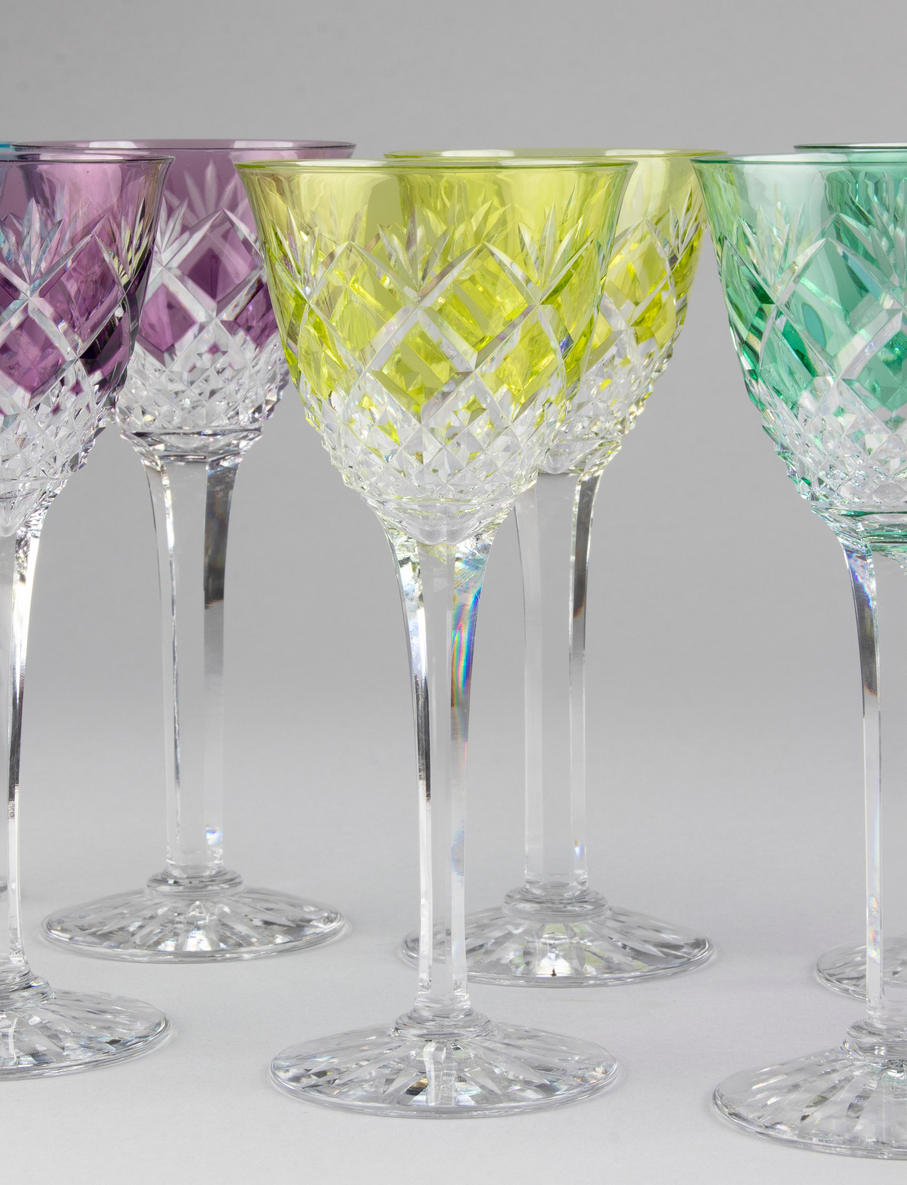 Set of 11 Crystal Colored Wine Glasses For Sale 13