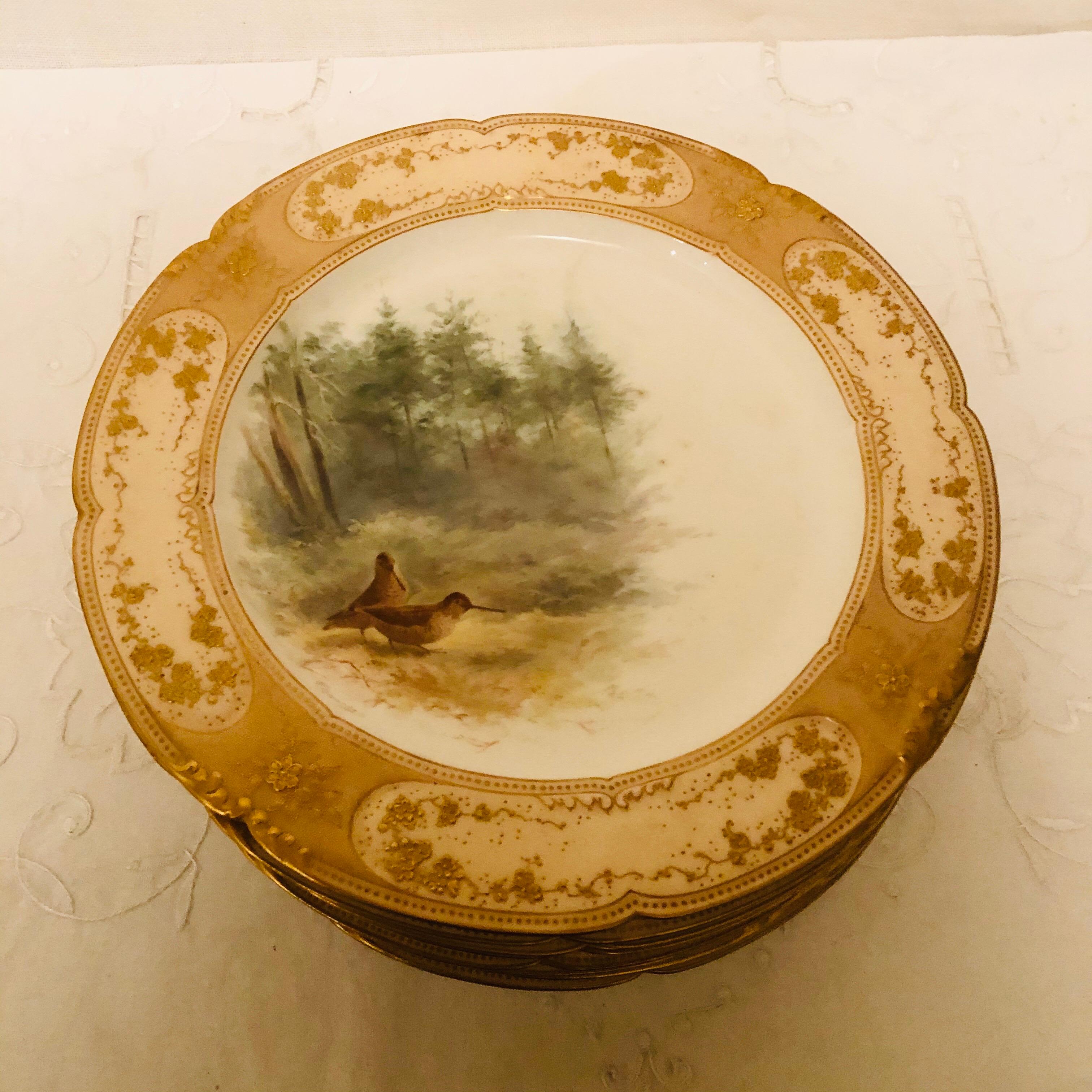 Set of 11 Doulton Burslem Bird Plates Artist Signed F. Hancock This is a Set 2