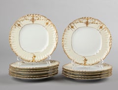 Set of 11 Early 20th Century Porcelain Dessert Plates Gilded by Limoges