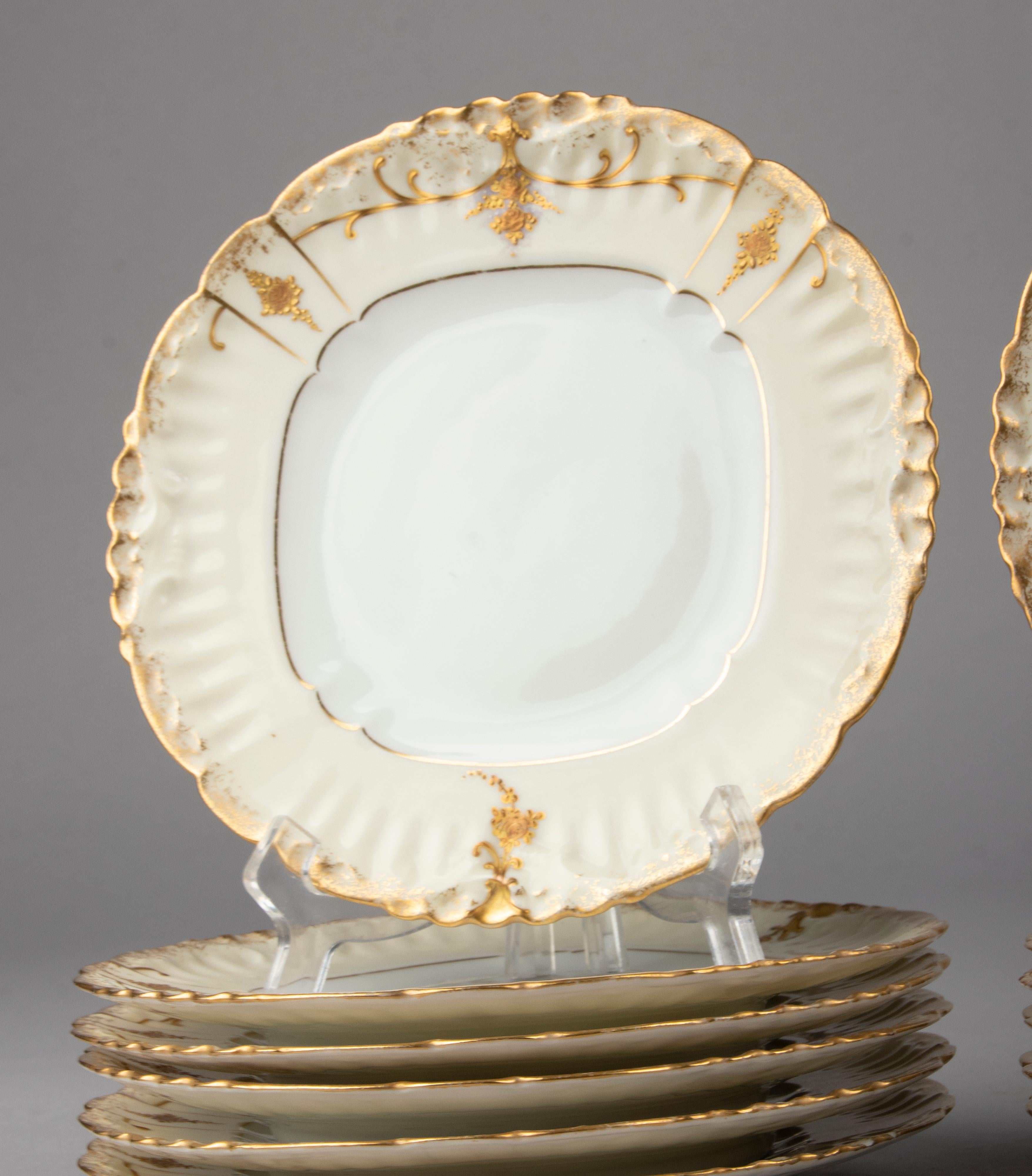 Set of 11 Early 20th Century Porcelain Dessert Plates Gilded by Limoges 1