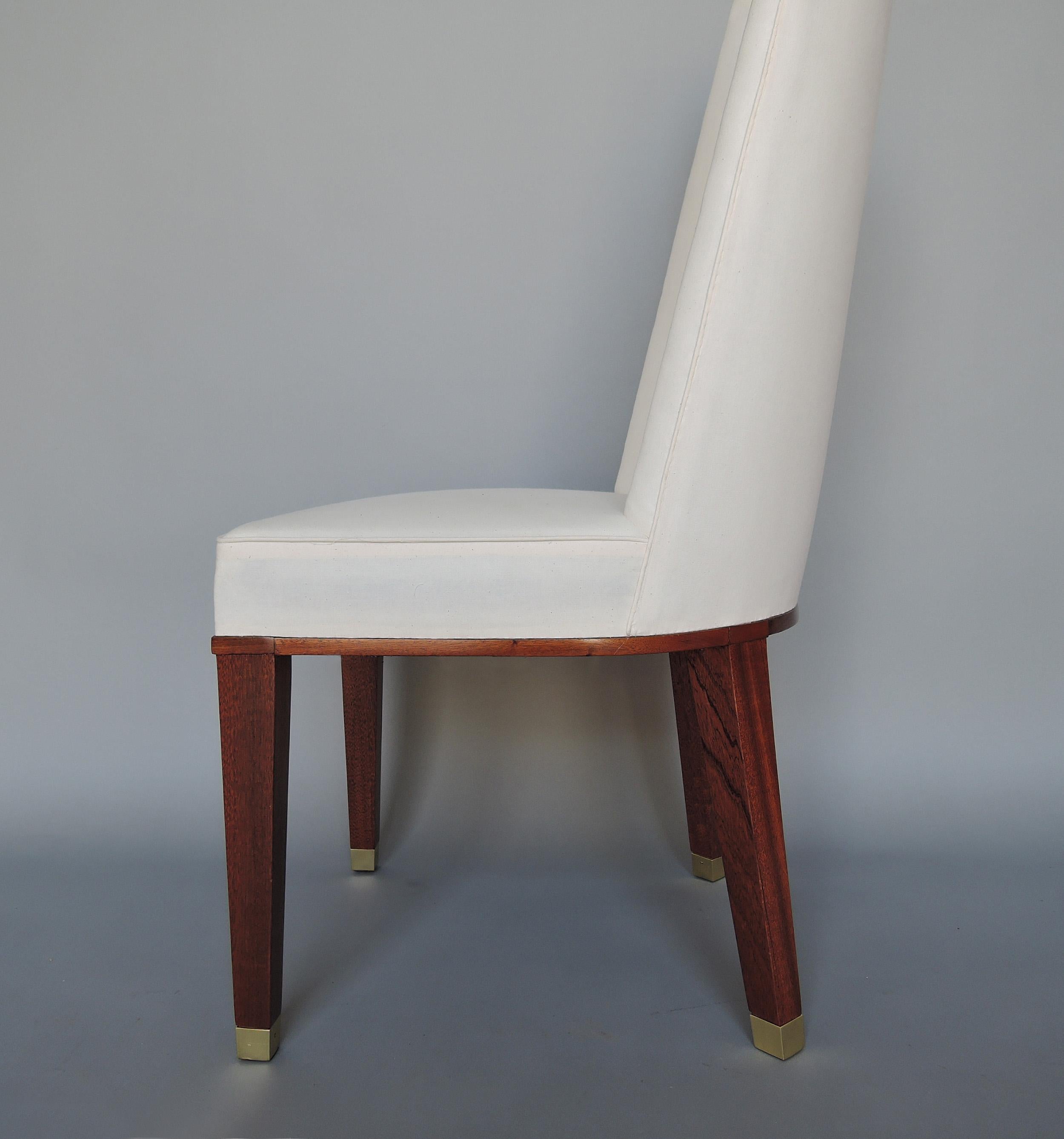 Set of 11 Fine French 1950s Mahogany Dining Chairs by Jacques Adnet For Sale 5