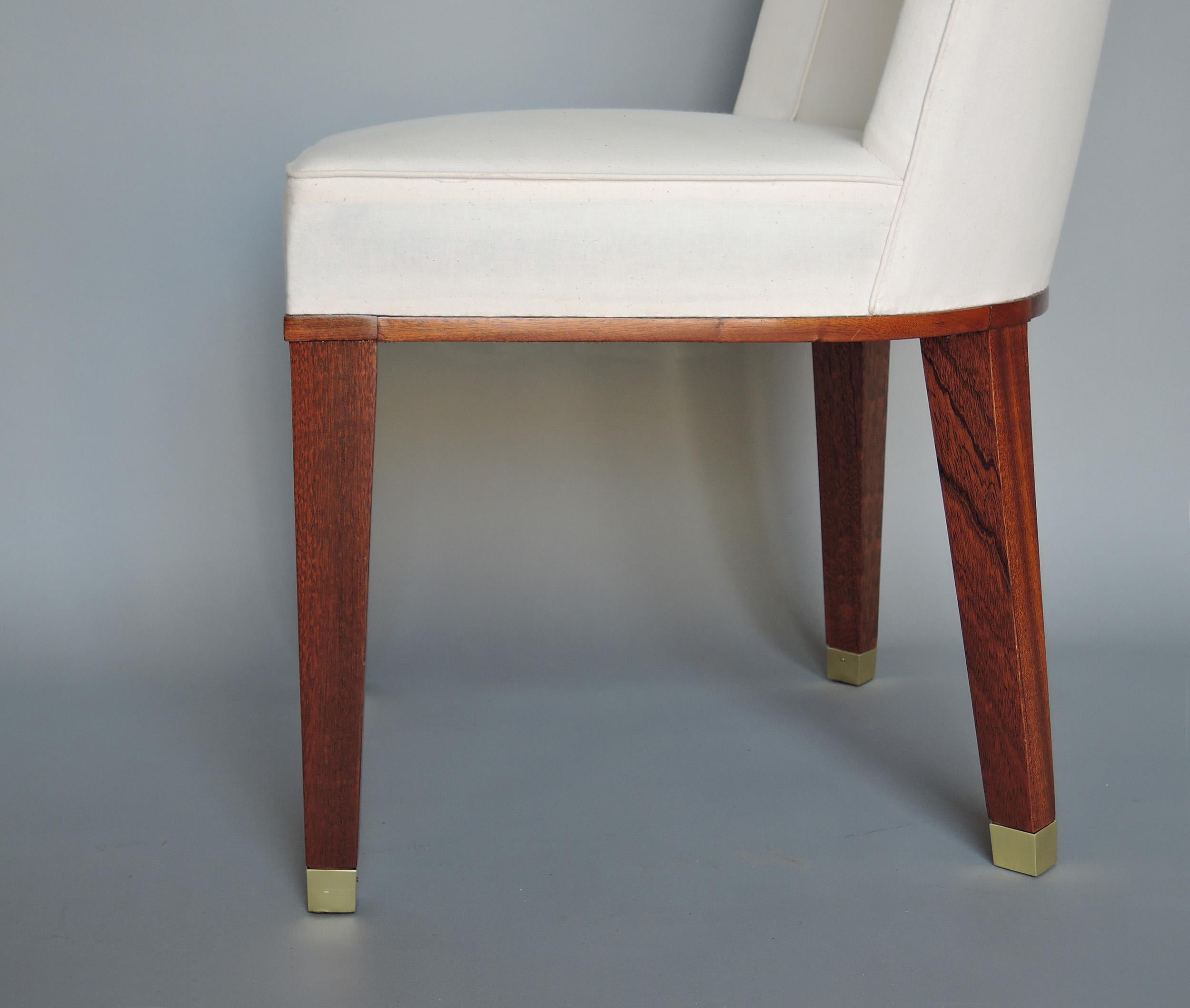 Set of 11 Fine French 1950s Mahogany Dining Chairs by Jacques Adnet For Sale 6