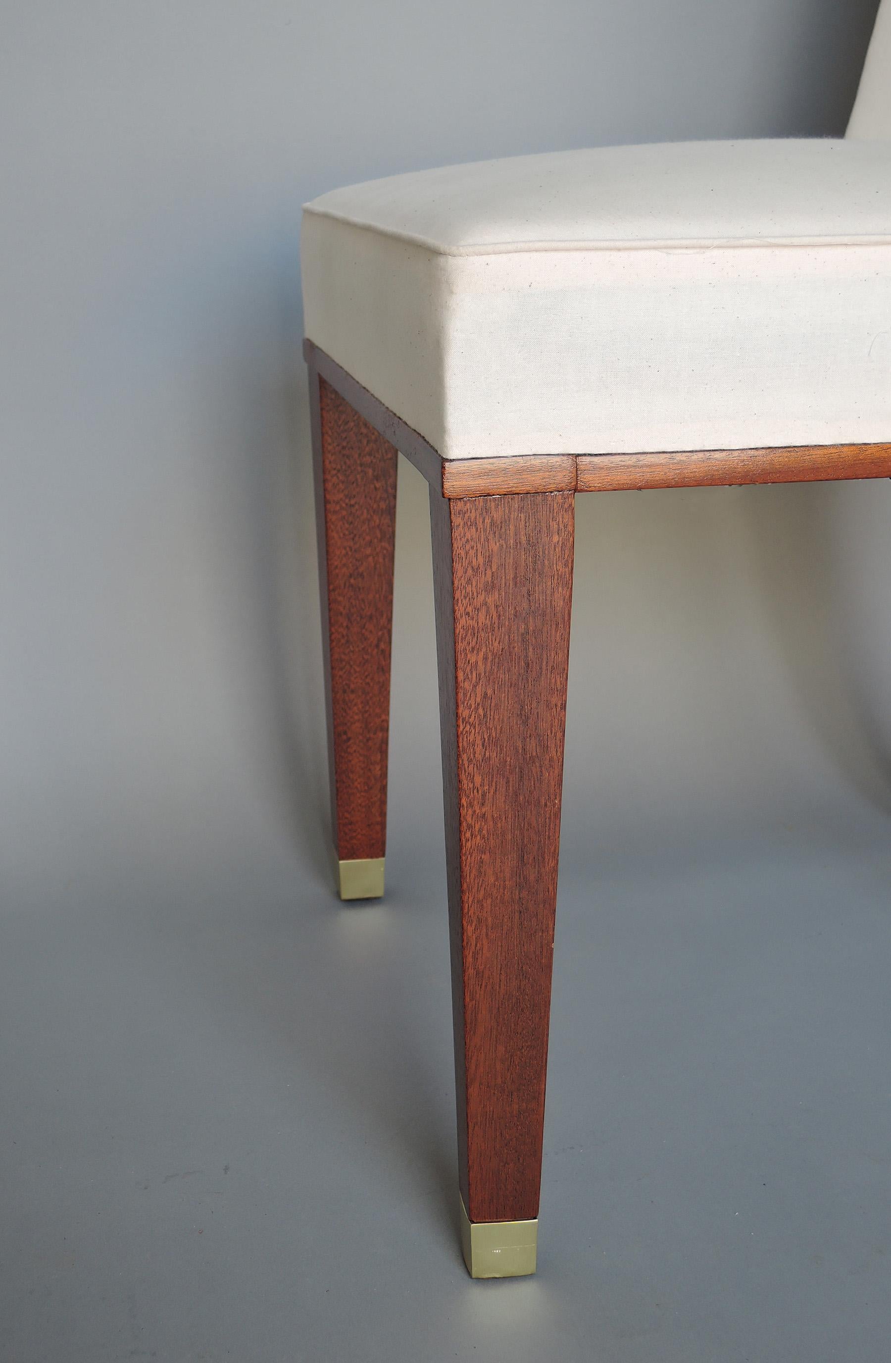 Set of 11 Fine French 1950s Mahogany Dining Chairs by Jacques Adnet For Sale 7