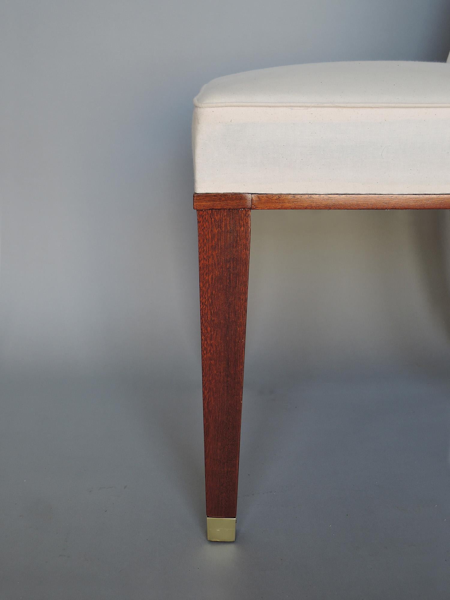 Set of 11 Fine French 1950s Mahogany Dining Chairs by Jacques Adnet For Sale 8