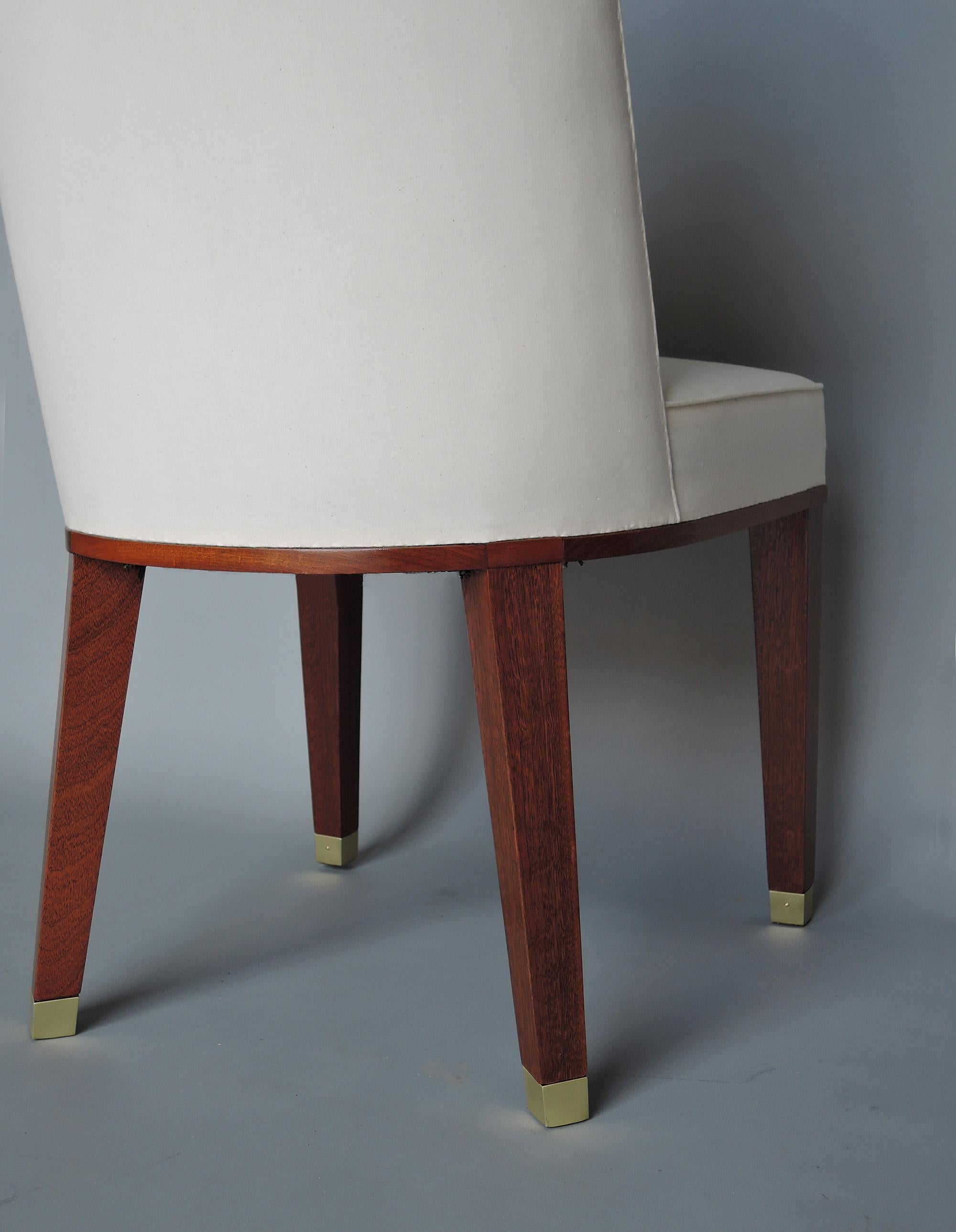Set of 11 Fine French 1950s Mahogany Dining Chairs by Jacques Adnet For Sale 9
