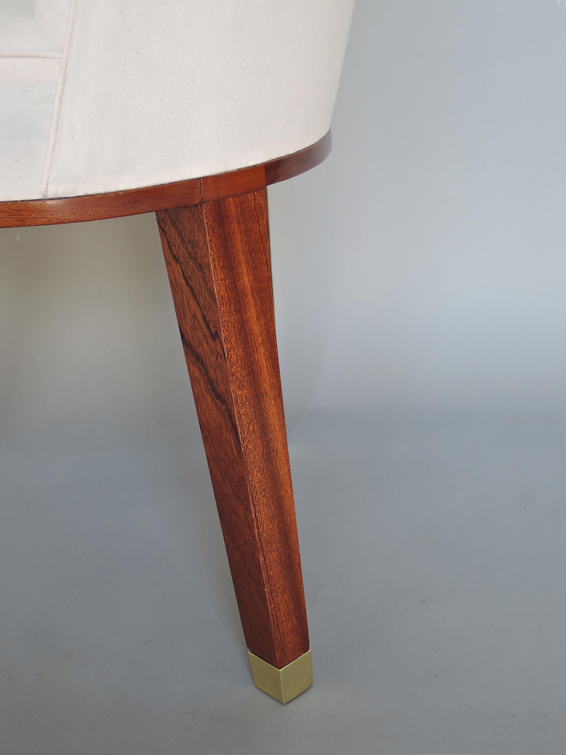 Set of 11 Fine French 1950s Mahogany Dining Chairs by Jacques Adnet For Sale 10
