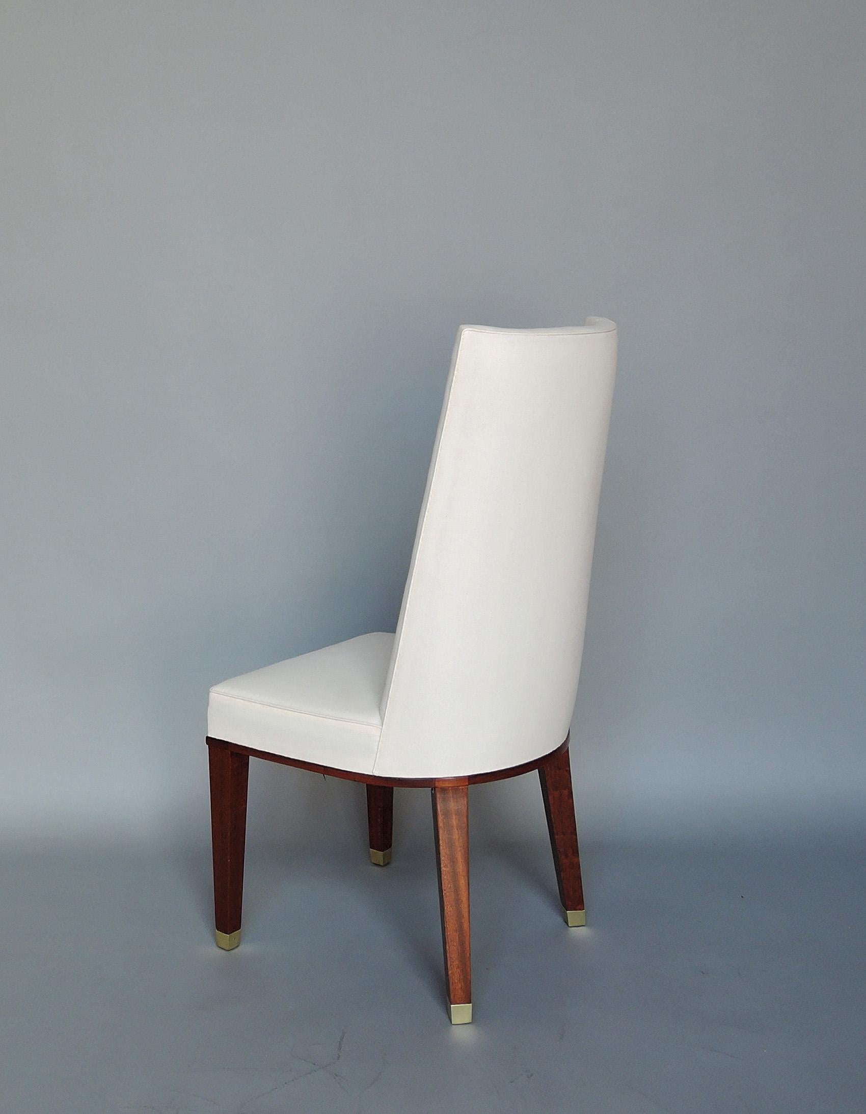 Mid-20th Century Set of 11 Fine French 1950s Mahogany Dining Chairs by Jacques Adnet For Sale
