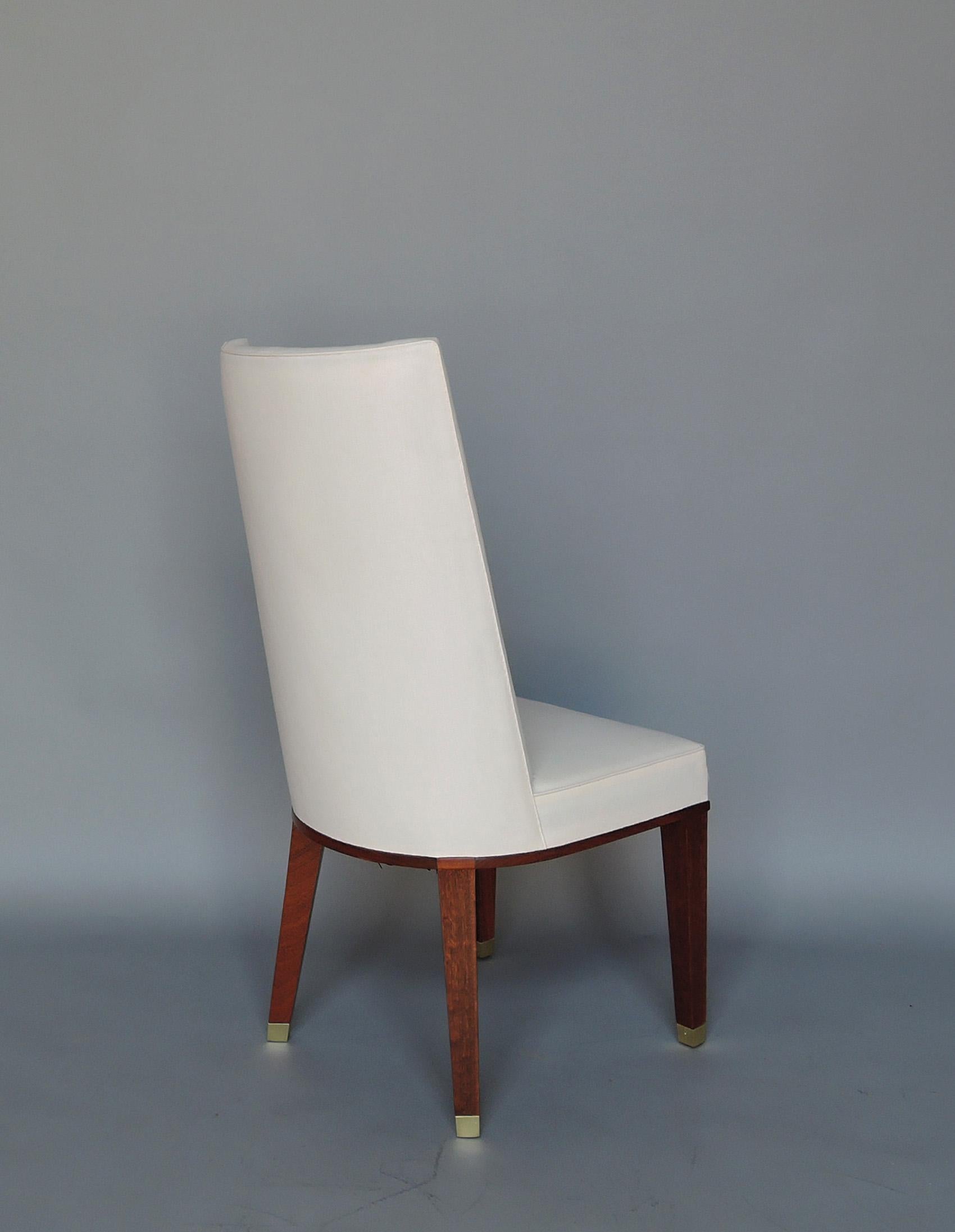 Set of 11 Fine French 1950s Mahogany Dining Chairs by Jacques Adnet For Sale 1