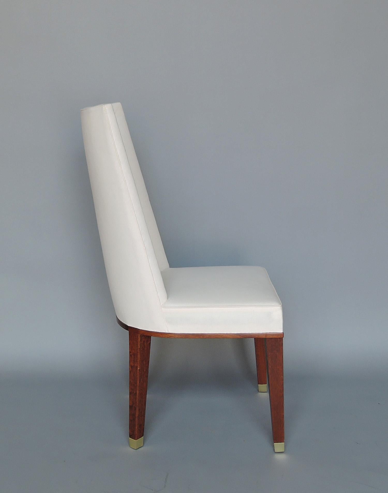 Set of 11 Fine French 1950s Mahogany Dining Chairs by Jacques Adnet For Sale 2