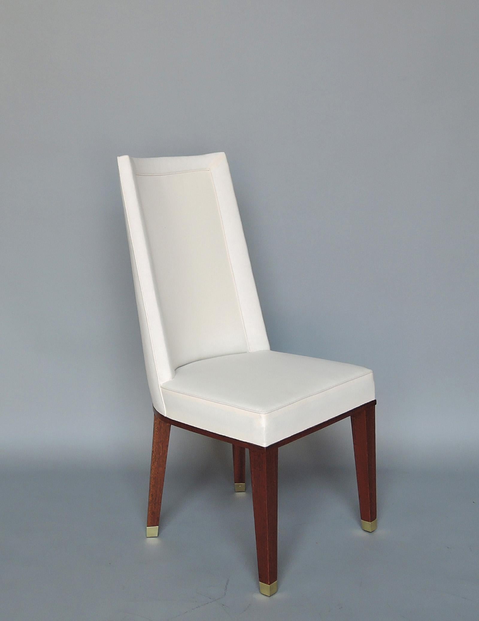 Set of 11 Fine French 1950s Mahogany Dining Chairs by Jacques Adnet For Sale 3