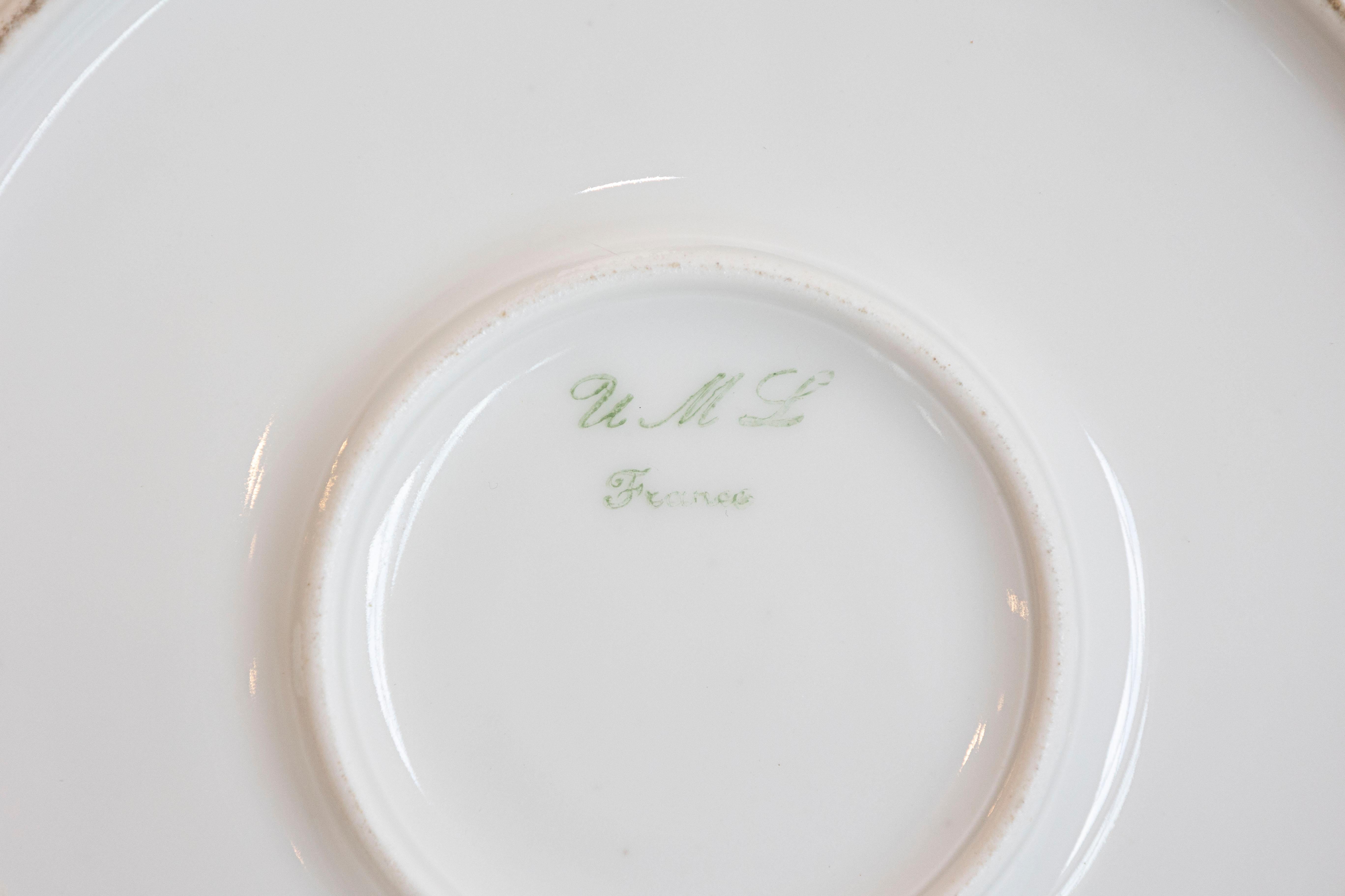 Lote de 11 platos y fuente de postre de porcelana francesa Larchevêque UML Limoges siglo XIX en venta