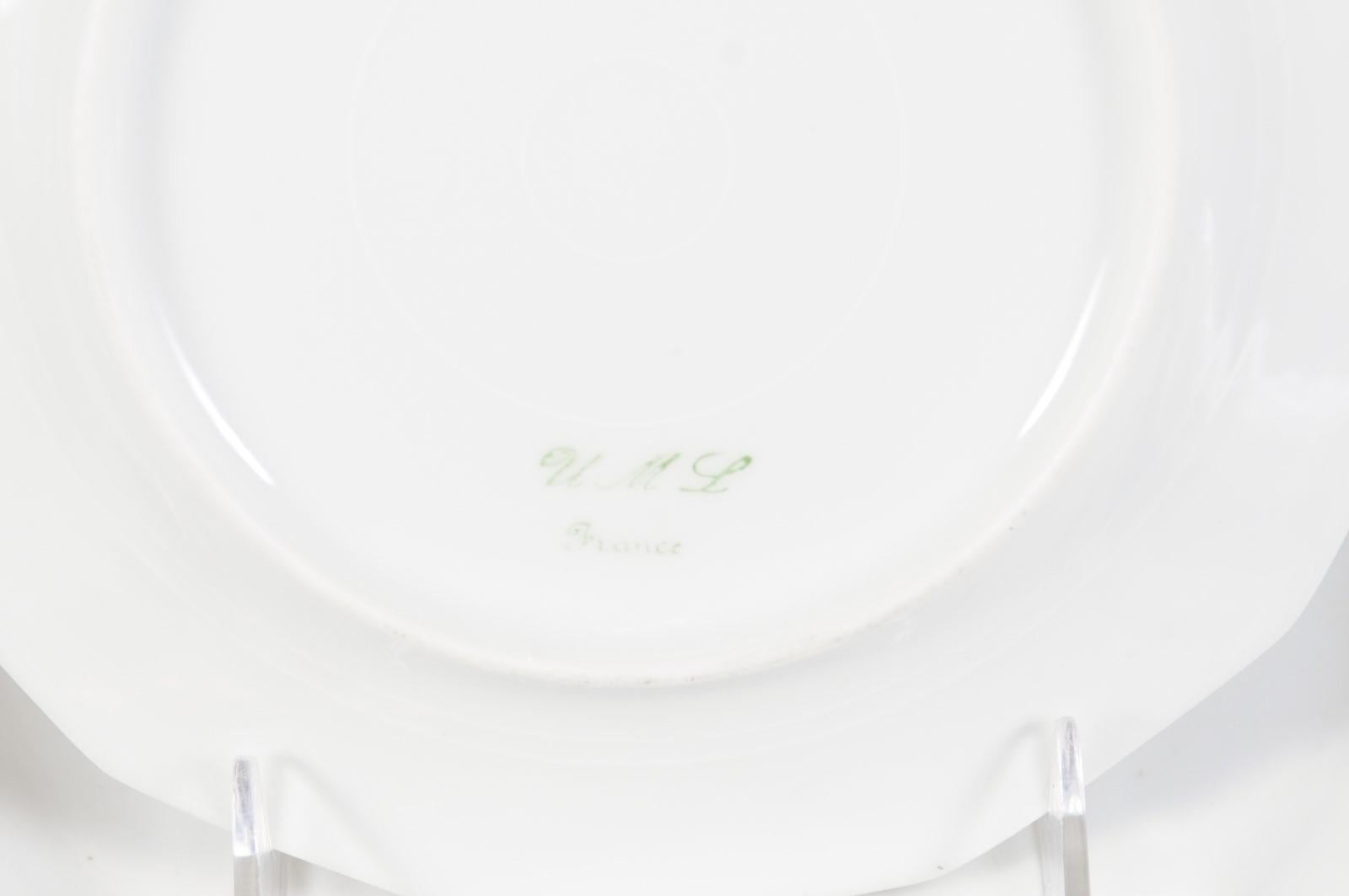 19th Century Set of 11 French Larchevêque UML Limoges Porcelain Dessert Plates and Platter