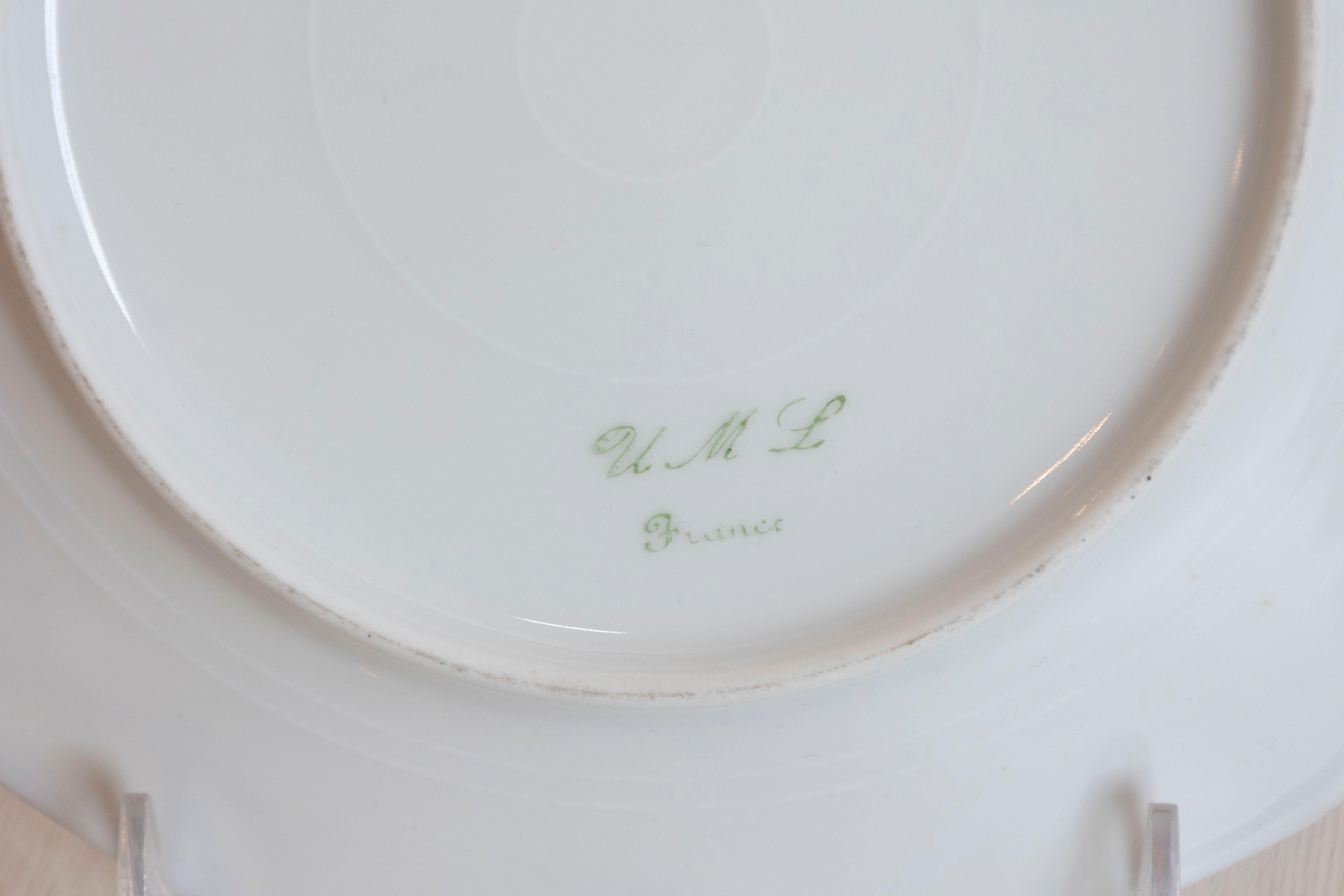 Lote de 11 platos y fuente de postre de porcelana francesa Larchevêque UML Limoges en venta 2