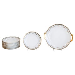 Set of 11 French Larchevêque UML Limoges Porcelain Dessert Plates and Platter