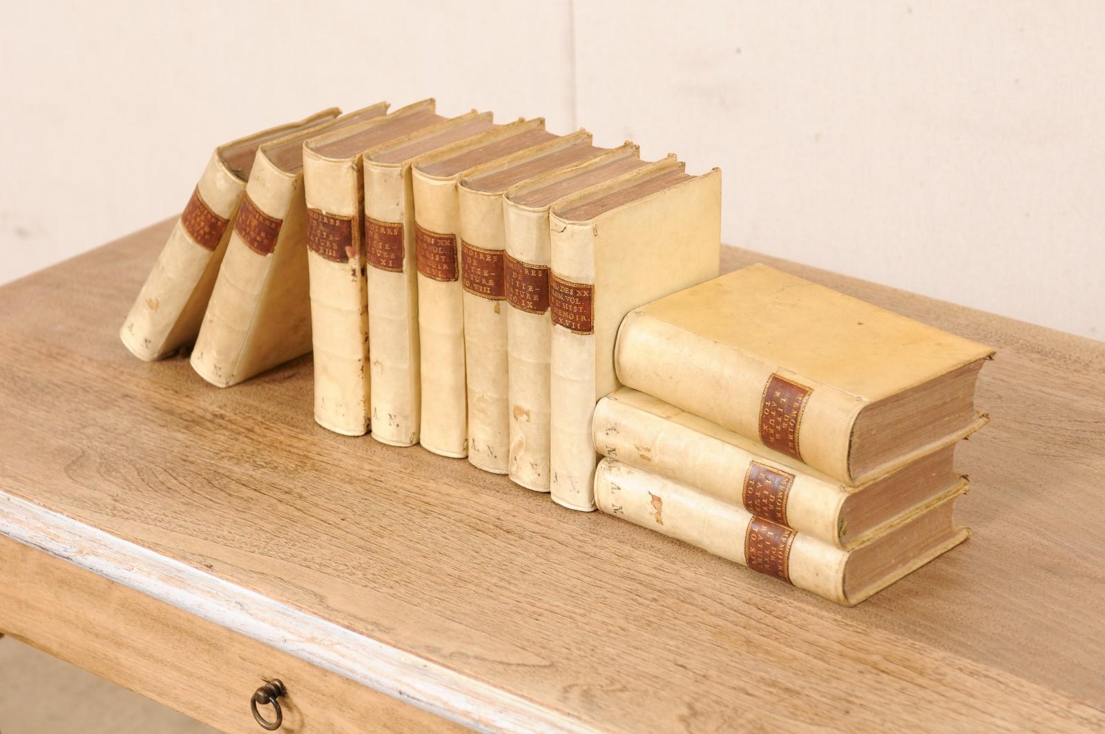 Set of 11 French Vellum Books, Circa 1730's In Good Condition For Sale In Atlanta, GA