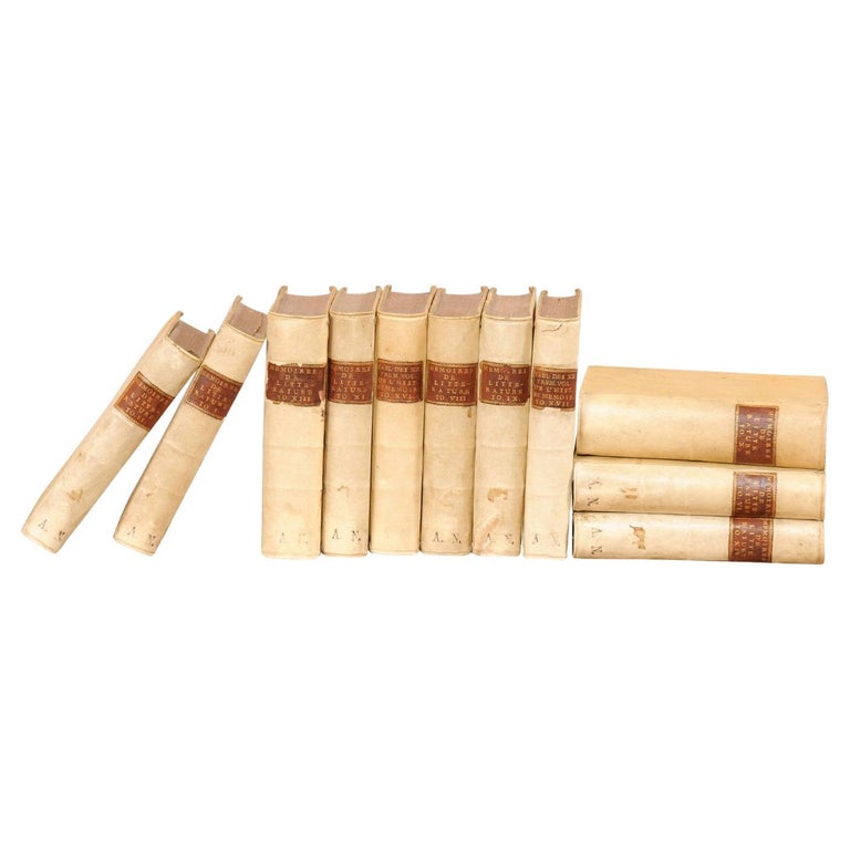 Set of 11 French Vellum Books, Circa 1730's For Sale at 1stDibs