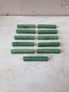 Set of 11 Green Majolica Knife Rests Vallauris, circa 1950