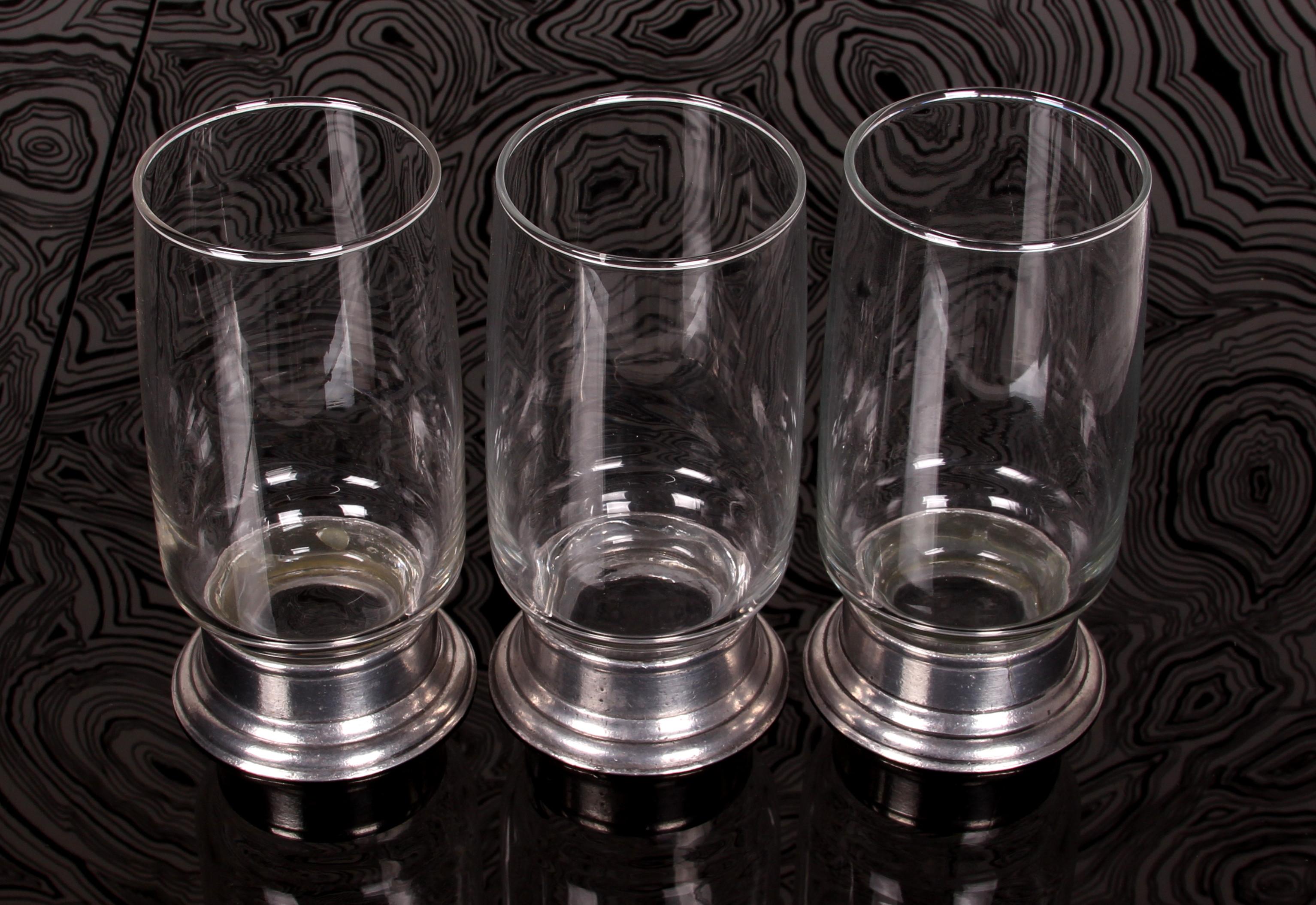 Ensemble de 11 verres Longdrink verre longball Italie base en étain 1970 en vente 5