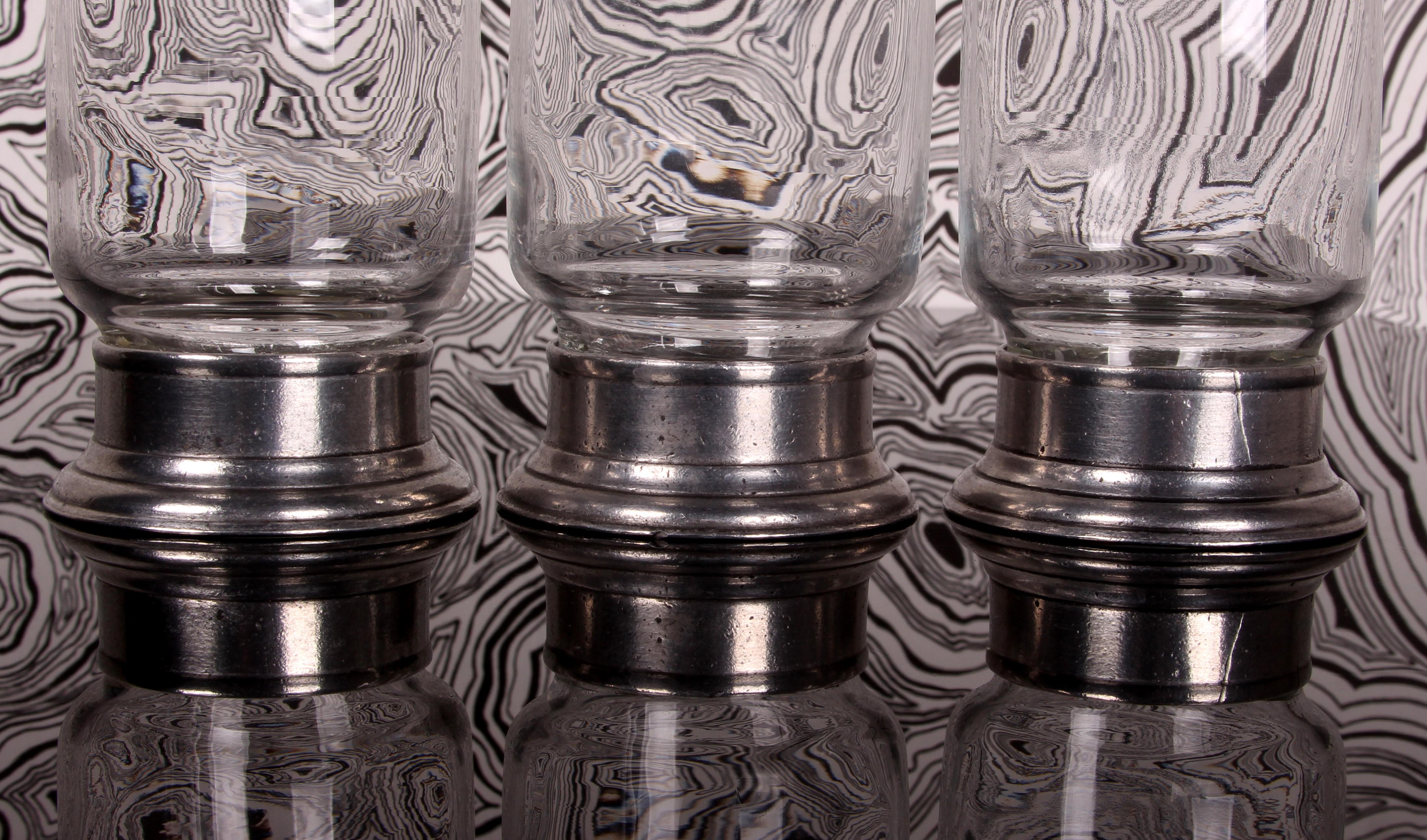 Ensemble de 11 verres Longdrink verre longball Italie base en étain 1970 en vente 3