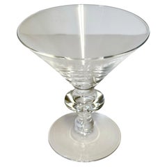 Set of 11 MCM Steuben Crystal Teardrop Stem Martini Glasses, All Signed