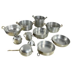 Used Set Of 11 Mid-Century Aluminum And Copper 1930s Cookware