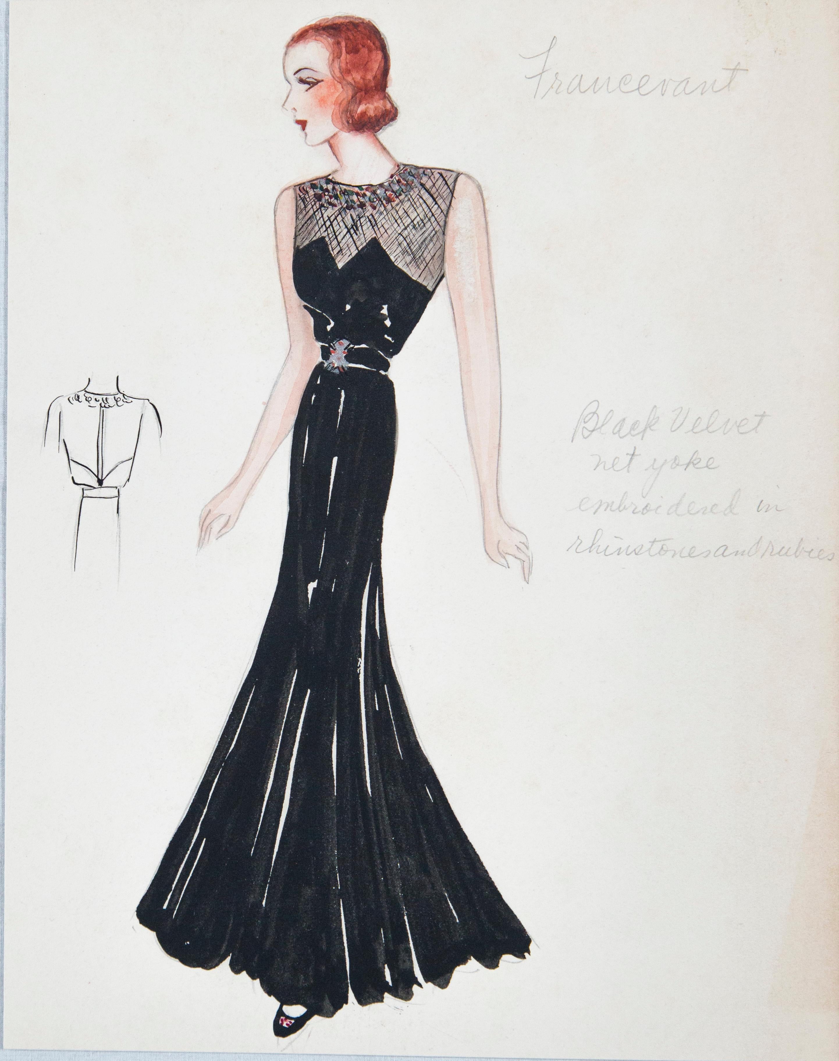Set of 11 Paris Fashion Drawings, circa 1930 3
