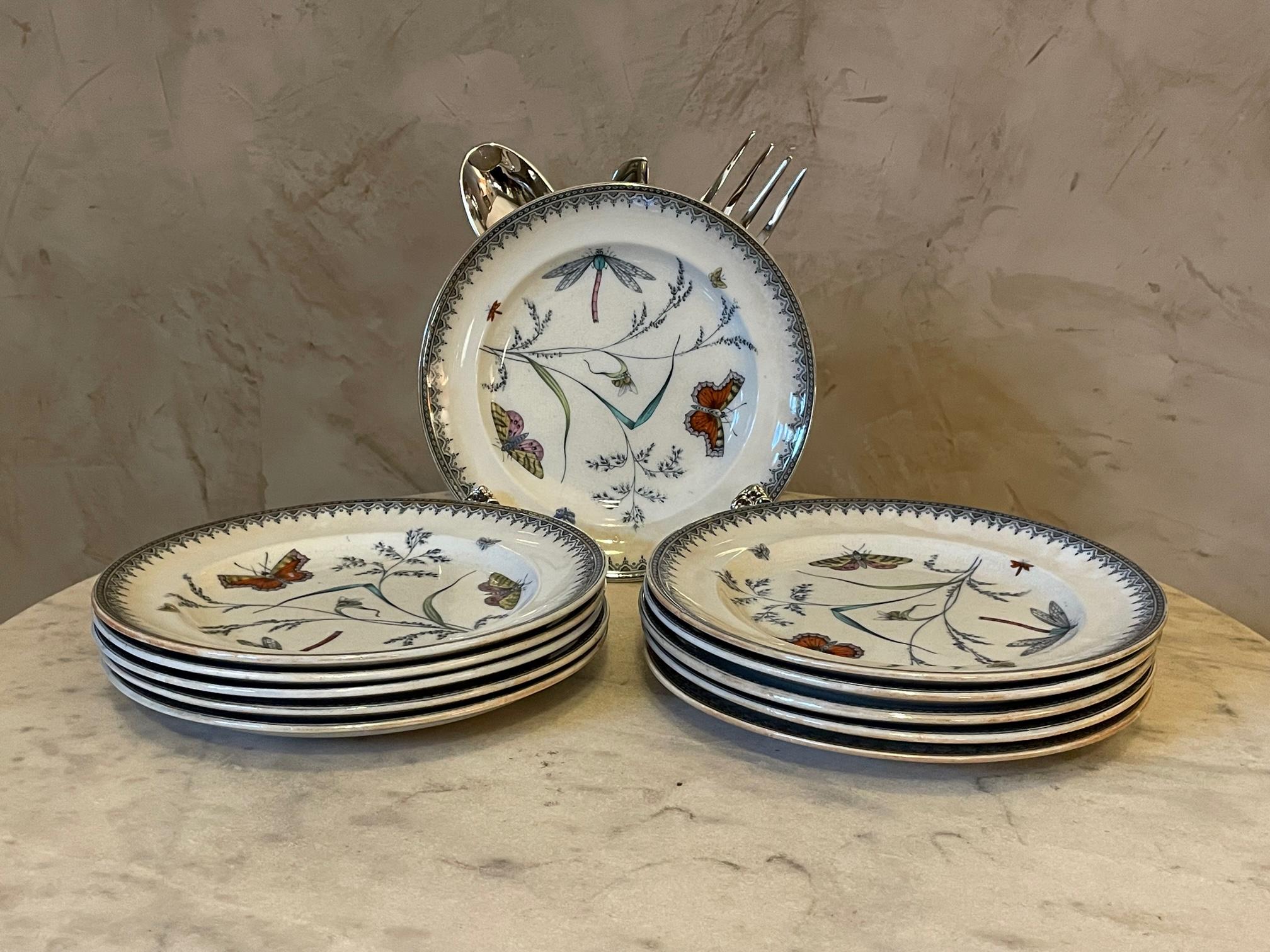 Set of 11 Porcelain Pinder Bourne and Co Desert Plates, 1880s For Sale 2