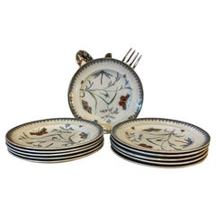 Ensemble de 11 assiettes désertiques en porcelaine Pinder Bourne and Co, années 1880