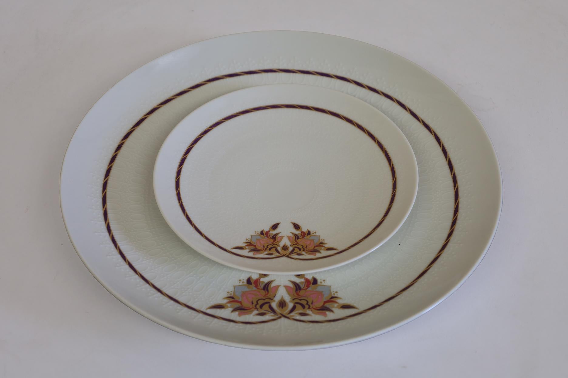 Allemand Lot de 11 assiettes à dessert classiques roses en porcelaine de Rosenthal en vente