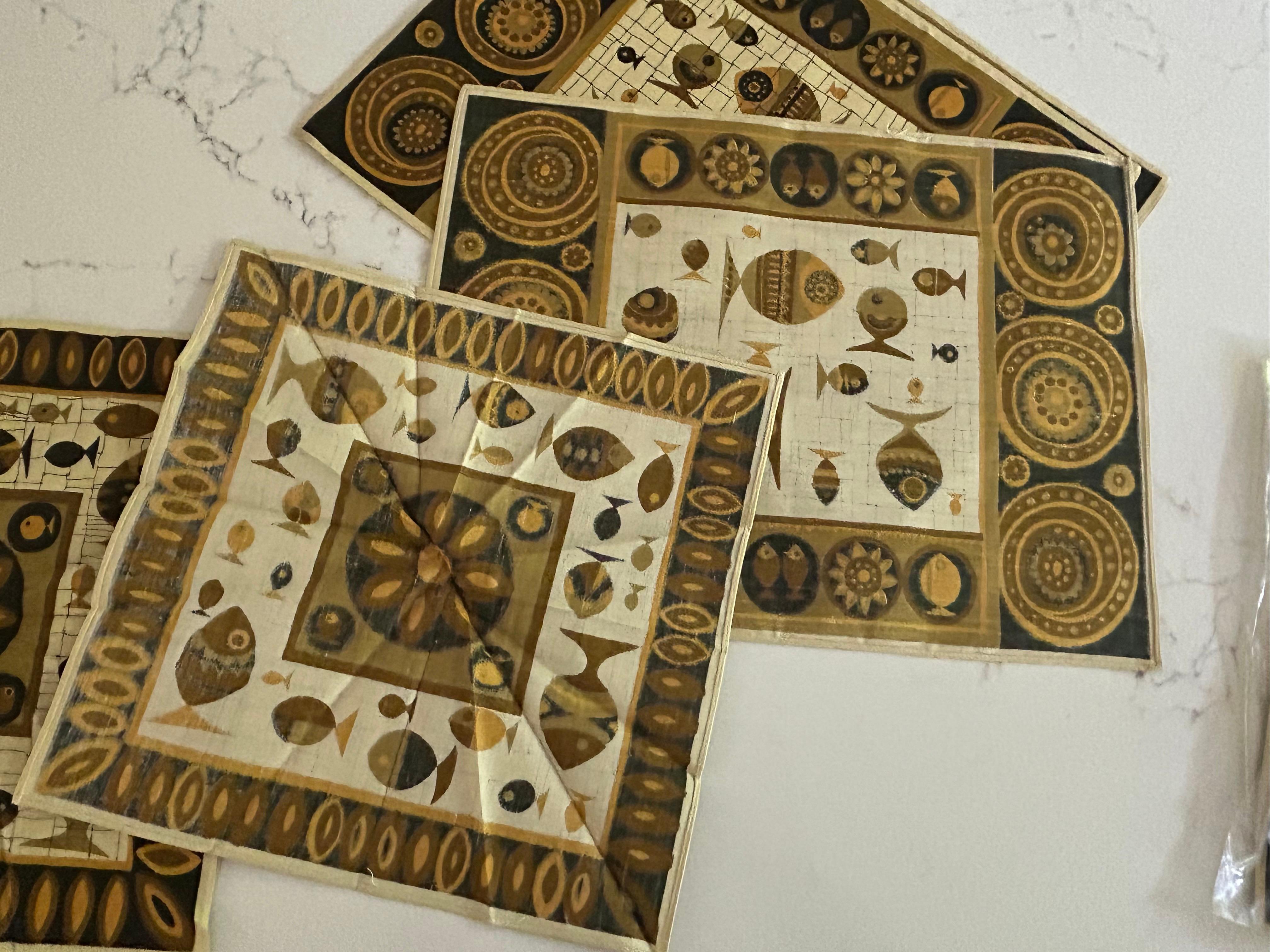 Set von 11 Retro Deadstock Tischsets + Servietten Stoffels Schweiz im Angebot 5
