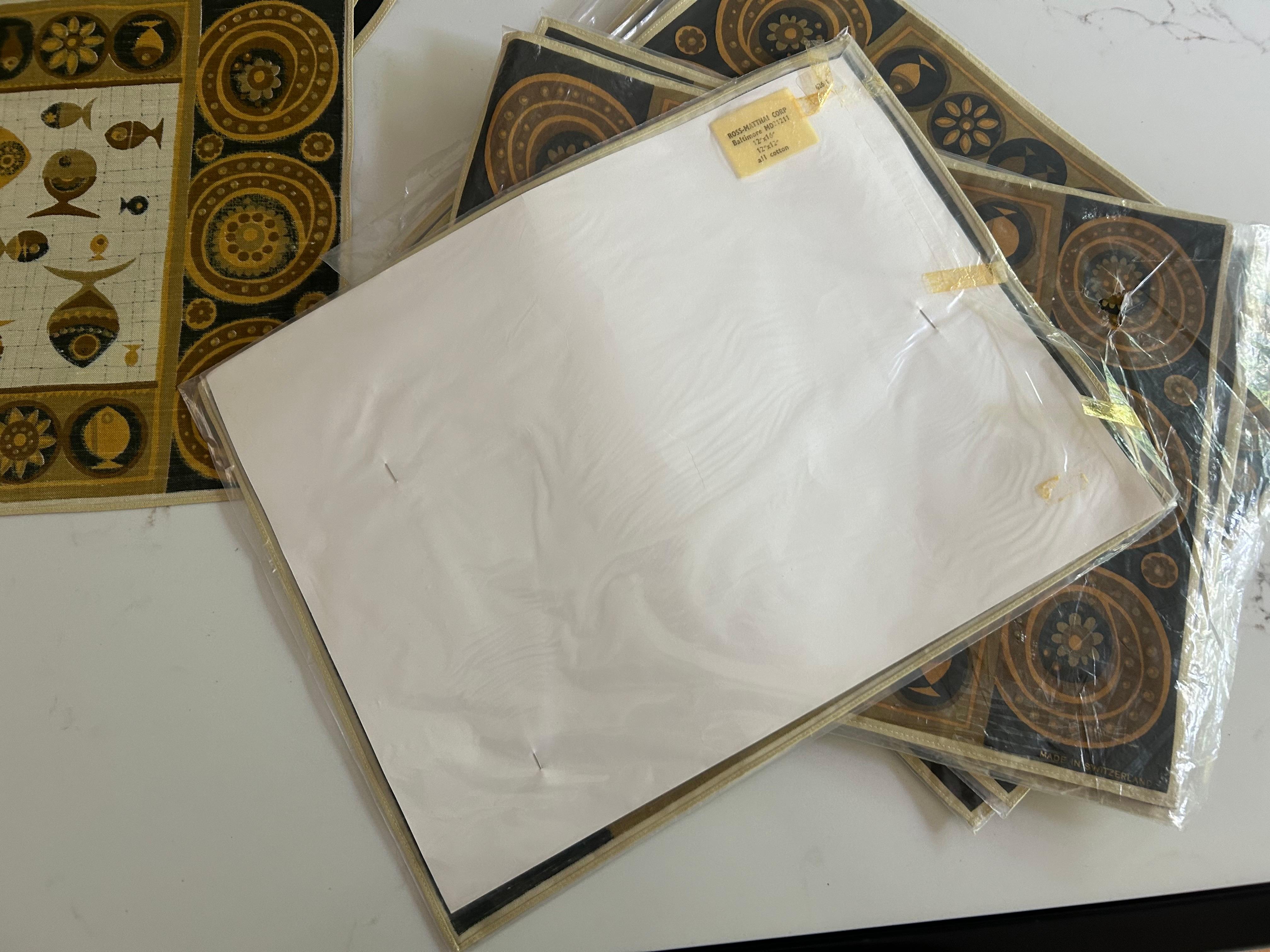 Set von 11 Retro Deadstock Tischsets + Servietten Stoffels Schweiz im Angebot 8