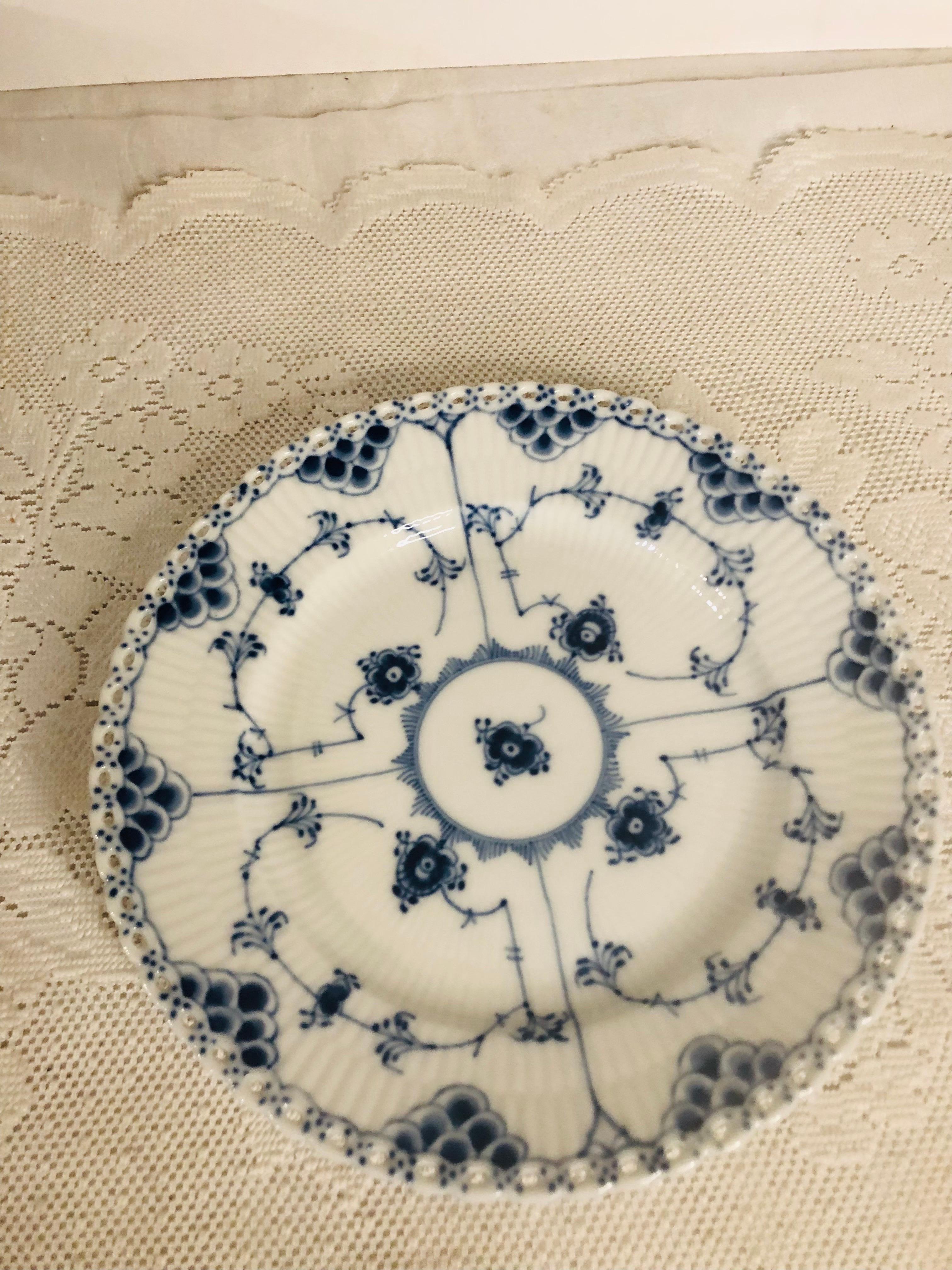 Set of 11 Royal Copenhagen Fluted Luncheon Plates with Full Lace Openwork Design 2