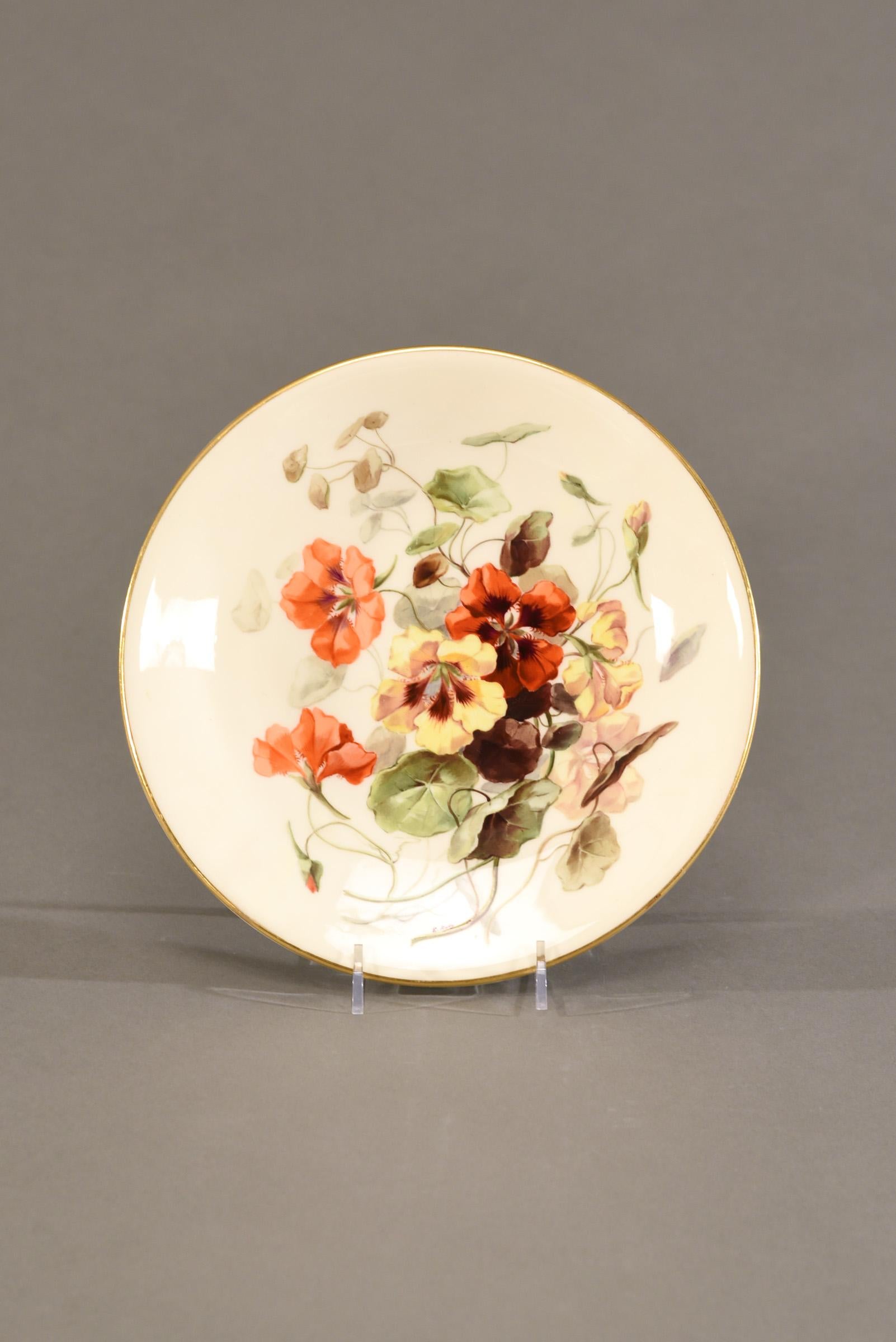 Late 19th Century Set of 11 Royal Worcester Aesthetic Movement Dessert Plates Signed E. Raby For Sale