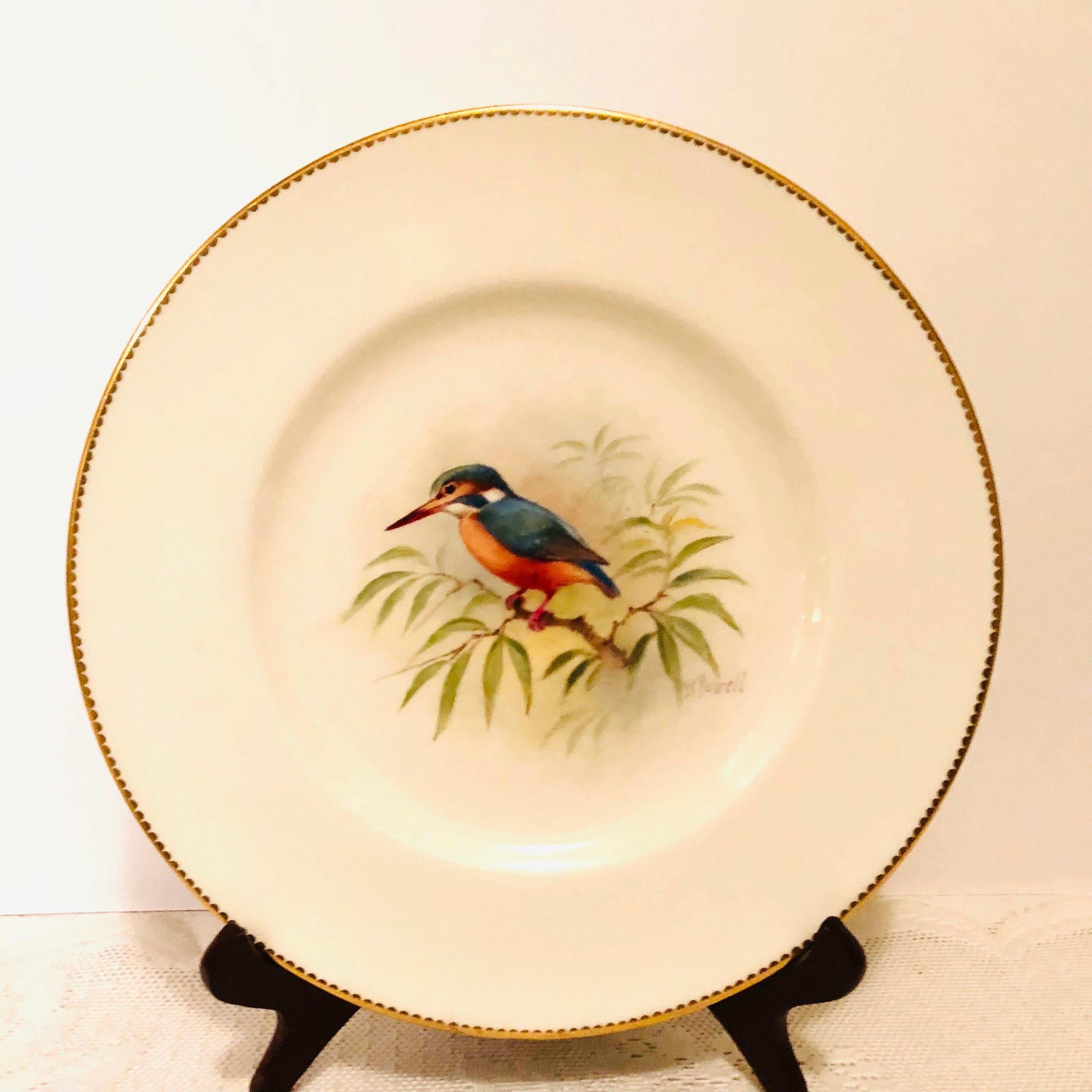Set of 11 Royal Worcester Dinner Plates Each Painted with Different Birds 4
