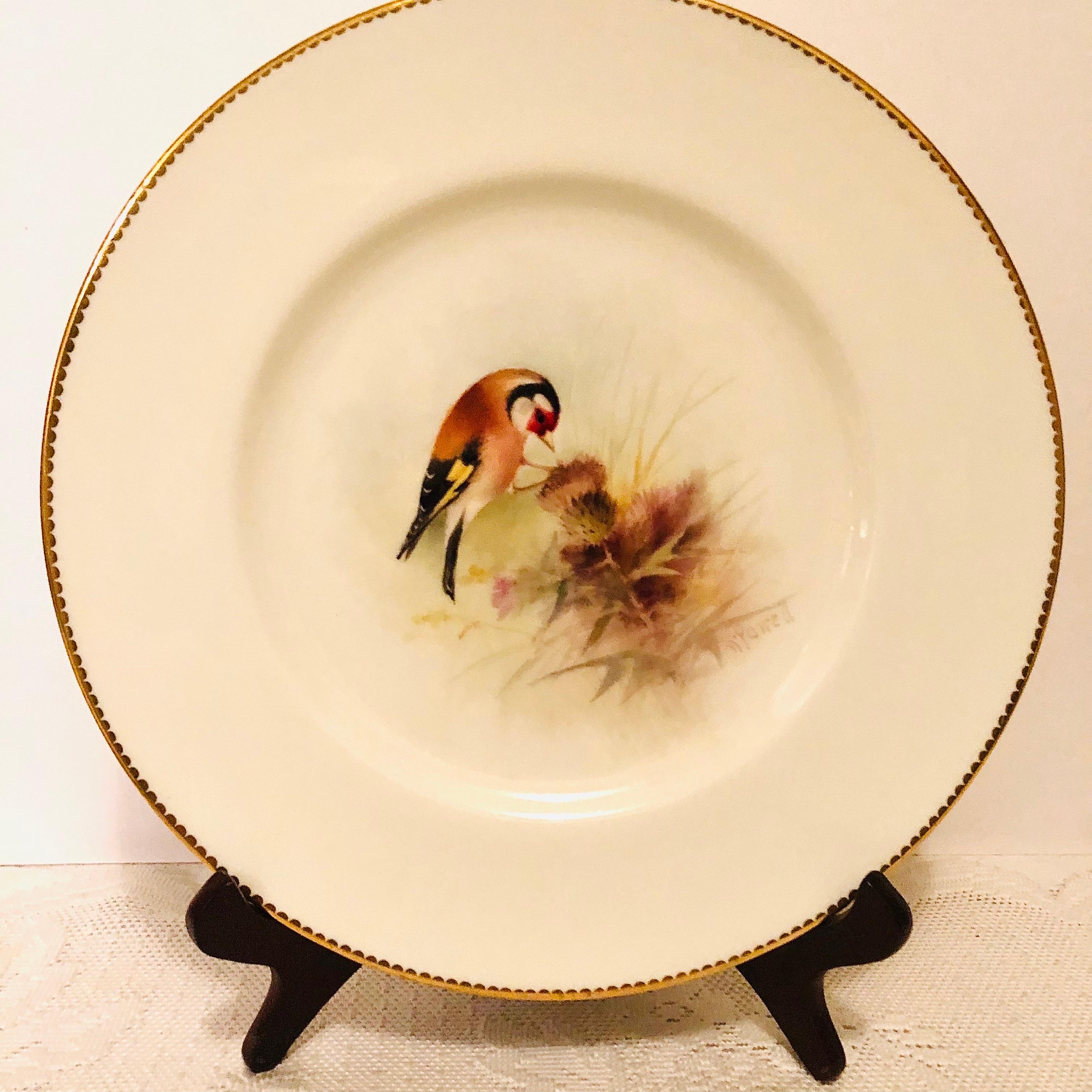 Set of 11 Royal Worcester Dinner Plates Each Painted with Different Birds 5