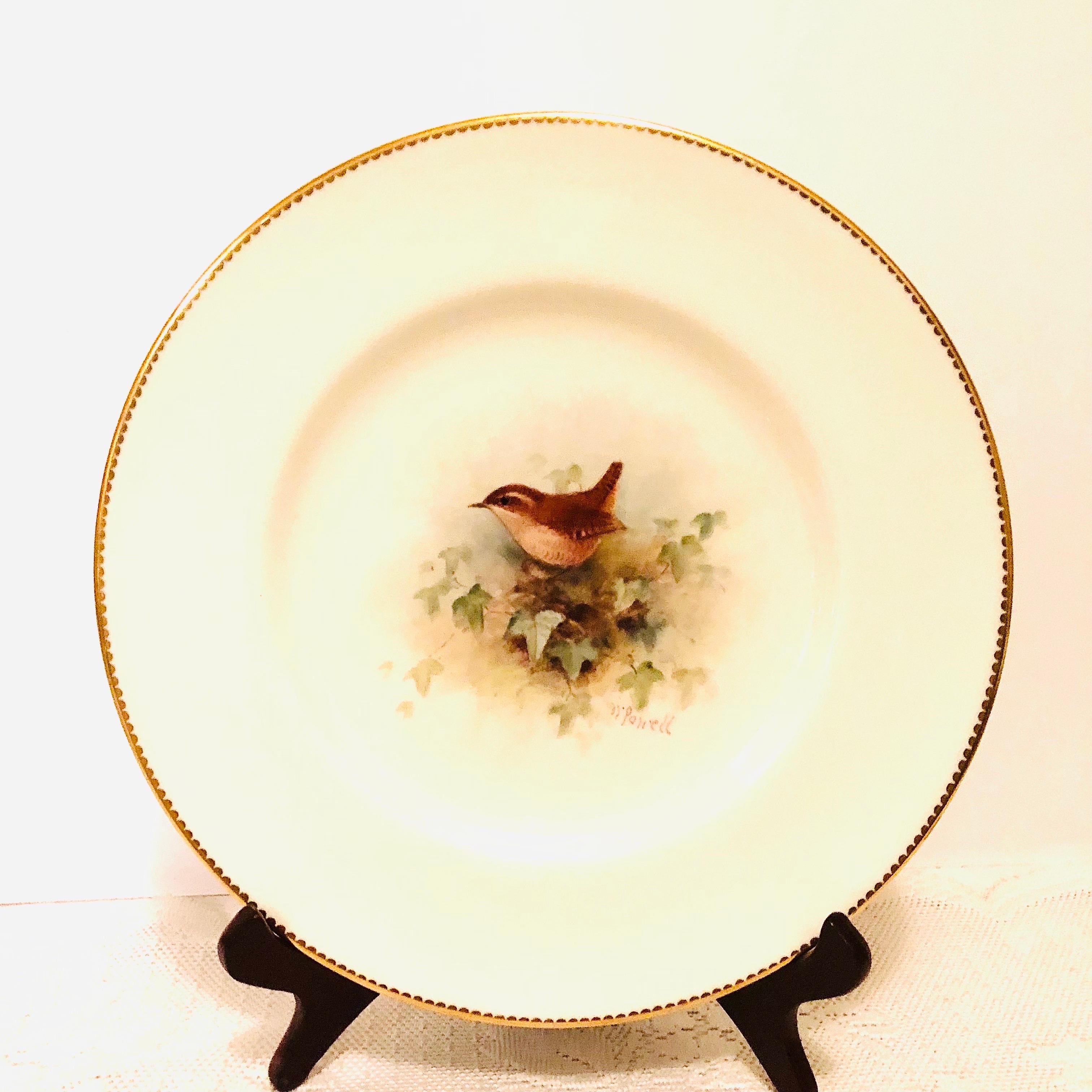 Set of 11 Royal Worcester Dinner Plates Each Painted with Different Birds 8