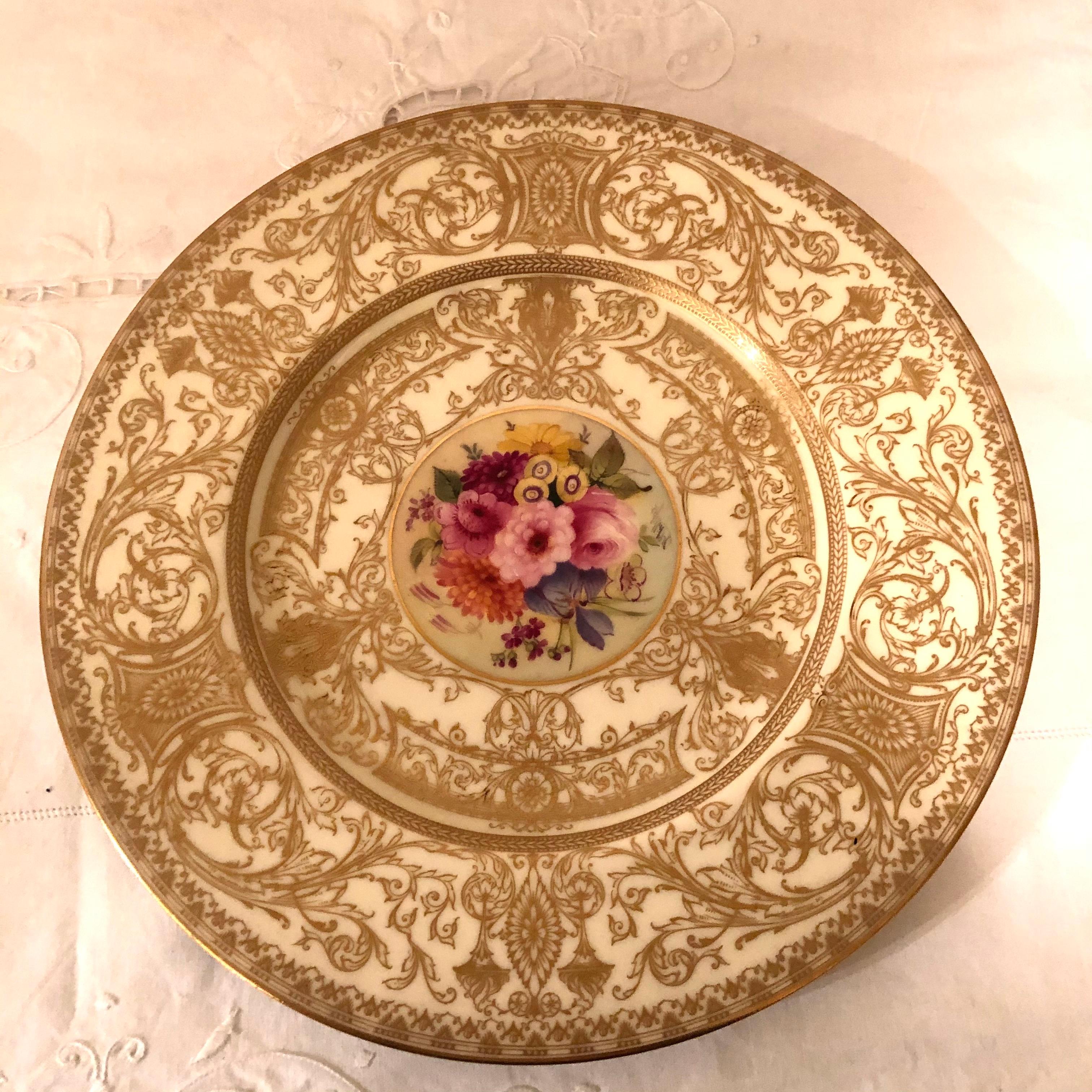 Set of 11 Royal Worcester Dinner Plates Painted with Different Flower Bouquets For Sale 2
