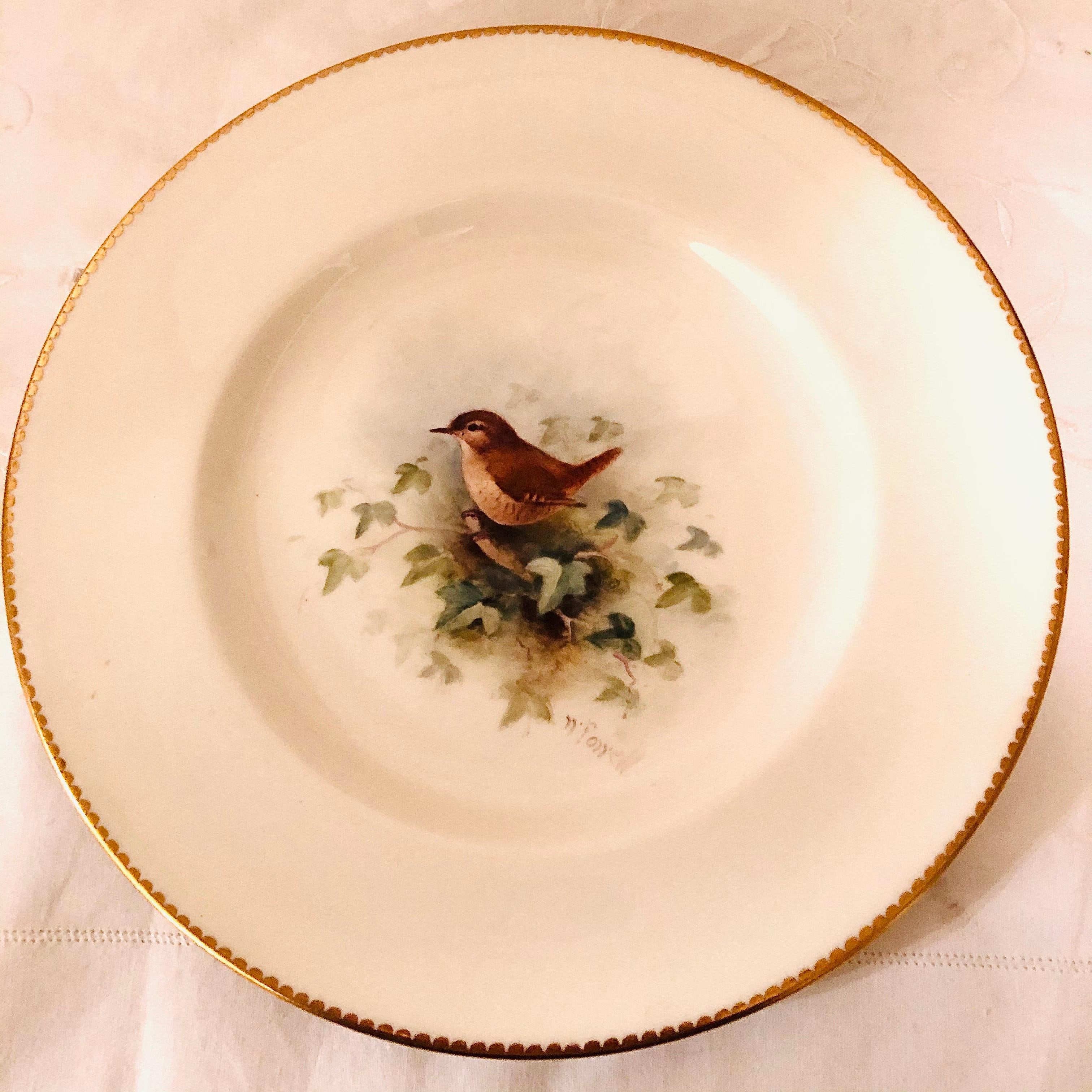 Set of 11 Royal Worcester Plates Each Hand Painted with Different Bird Paintings 3